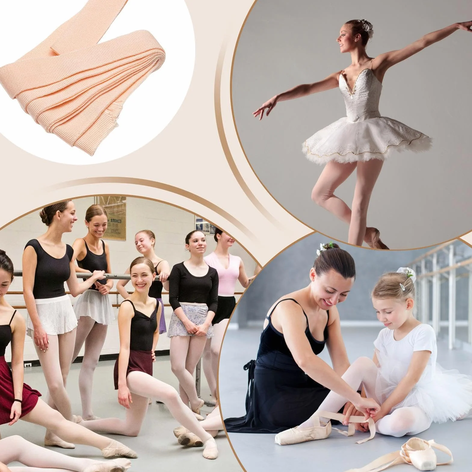 Cinta Elástica para Zapatos de Ballet 2 cm Accesorio de Danza
