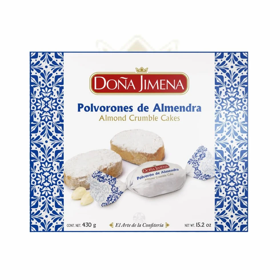 DOÑA JIMENA - Polvorón de Almendra, Calidad Suprema, Sabor Clásico, Exquisito al Paladar, Típico Dulce Navideño, Receta Artesanal, 430g