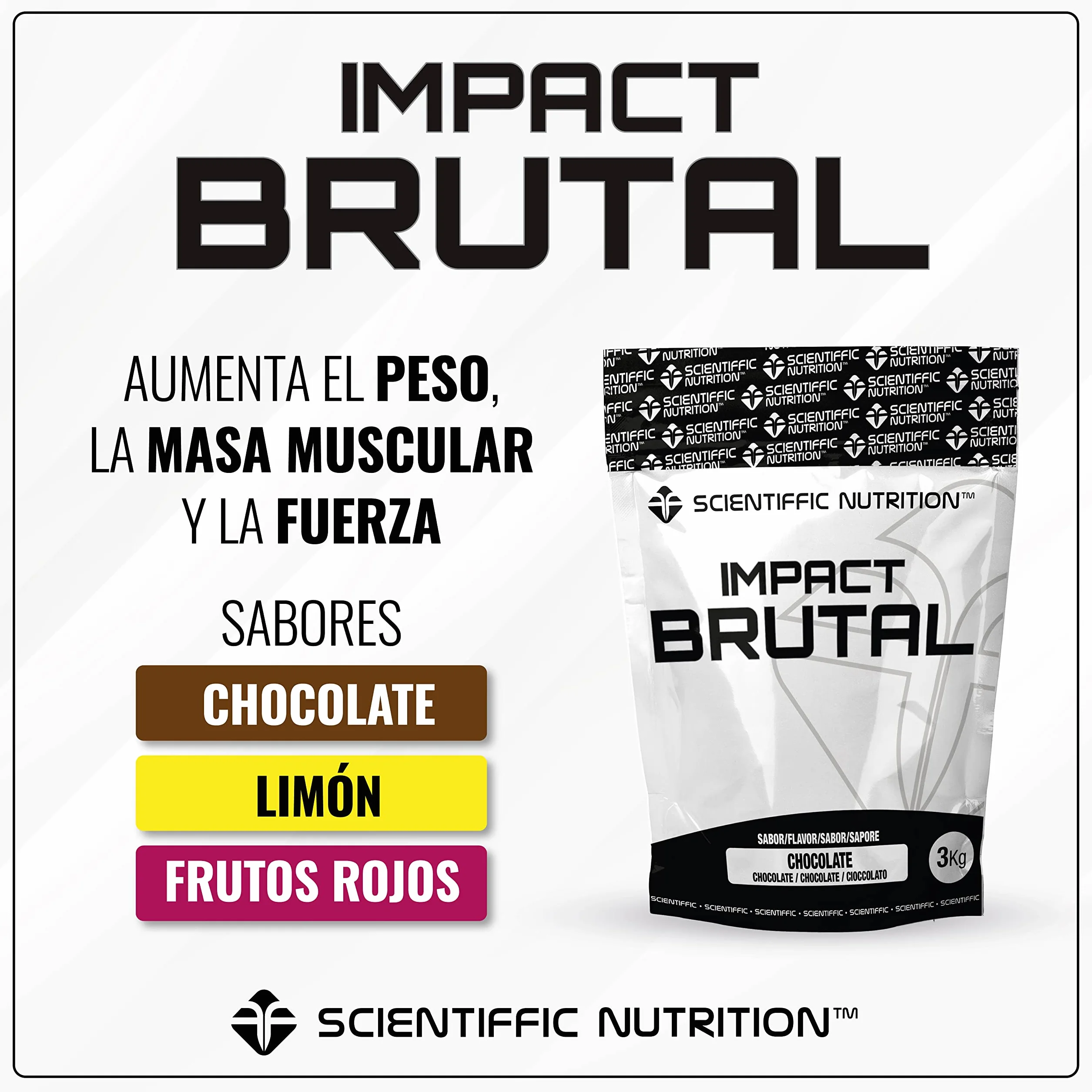 Scientiffic Nutrition - Brutal Impact, Ganador de Peso y Masa Muscular, Mass Gainer con Carbohidratos, Proteina de Suero y Aminoácidos como la Creatina - 3Kg, Sabor Yogurt Limón.