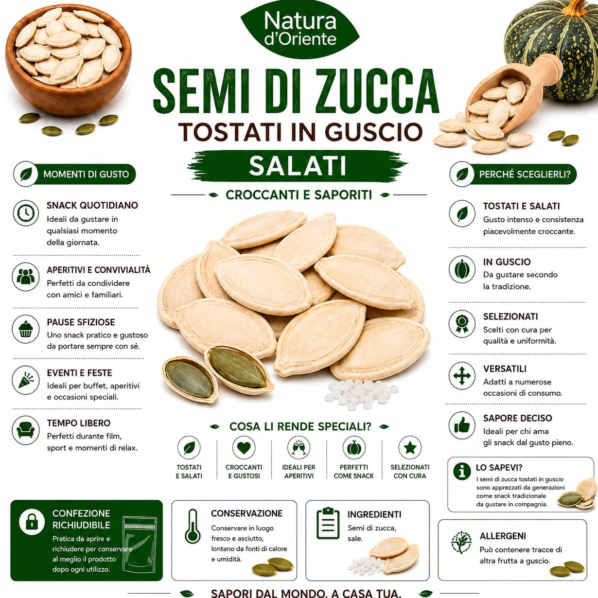 Natura d'Oriente Semillas de Calabaza con Concha 1000 g