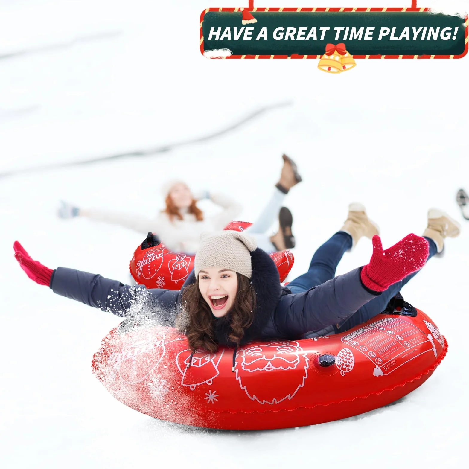 ZoneYan Trineo Inflable de Nieve 88 cm con Asas para Niños y Adultos