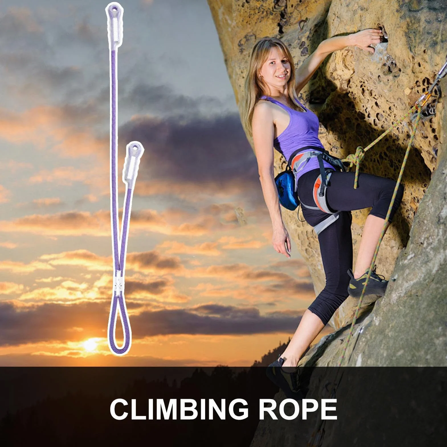 Prusik Rope Cuerda de Seguridad para Escalada Alta Resistencia en Forma de Y Ascensos Rescate