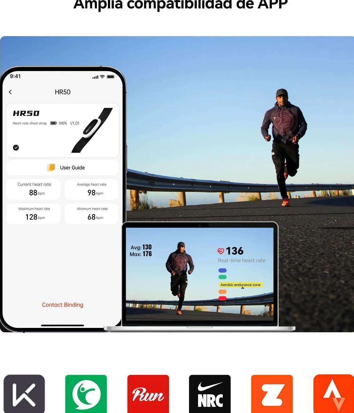 iGPSPORT HR40 Monitor de Ritmo Cardíaco Bluetooth Ant+ Correa de Pecho para Correr Ciclismo Gimnasio