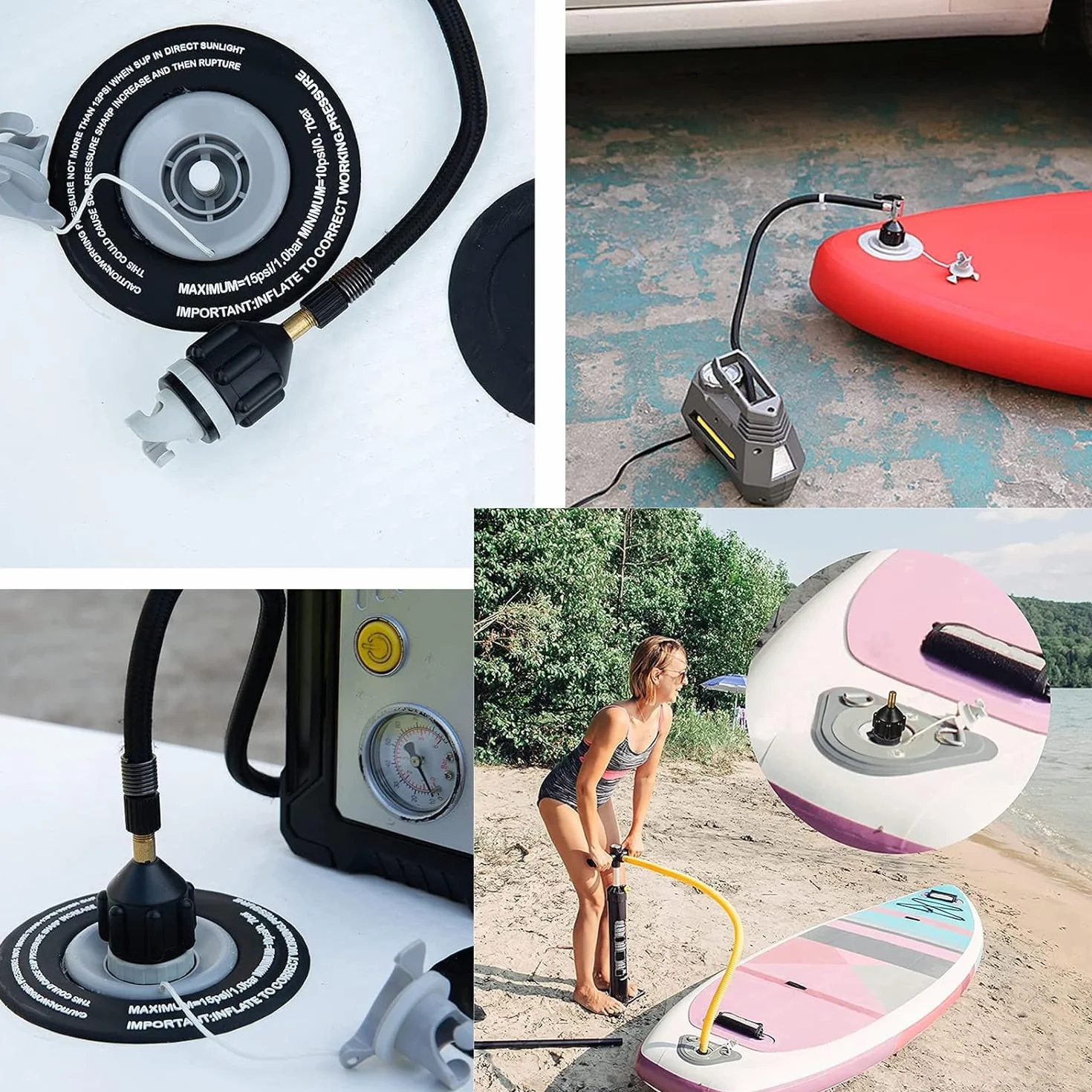 Adaptador Válvula para Bomba de Aire Inflable para Canoa, Paddle Board, Bote Inflable, Kayak