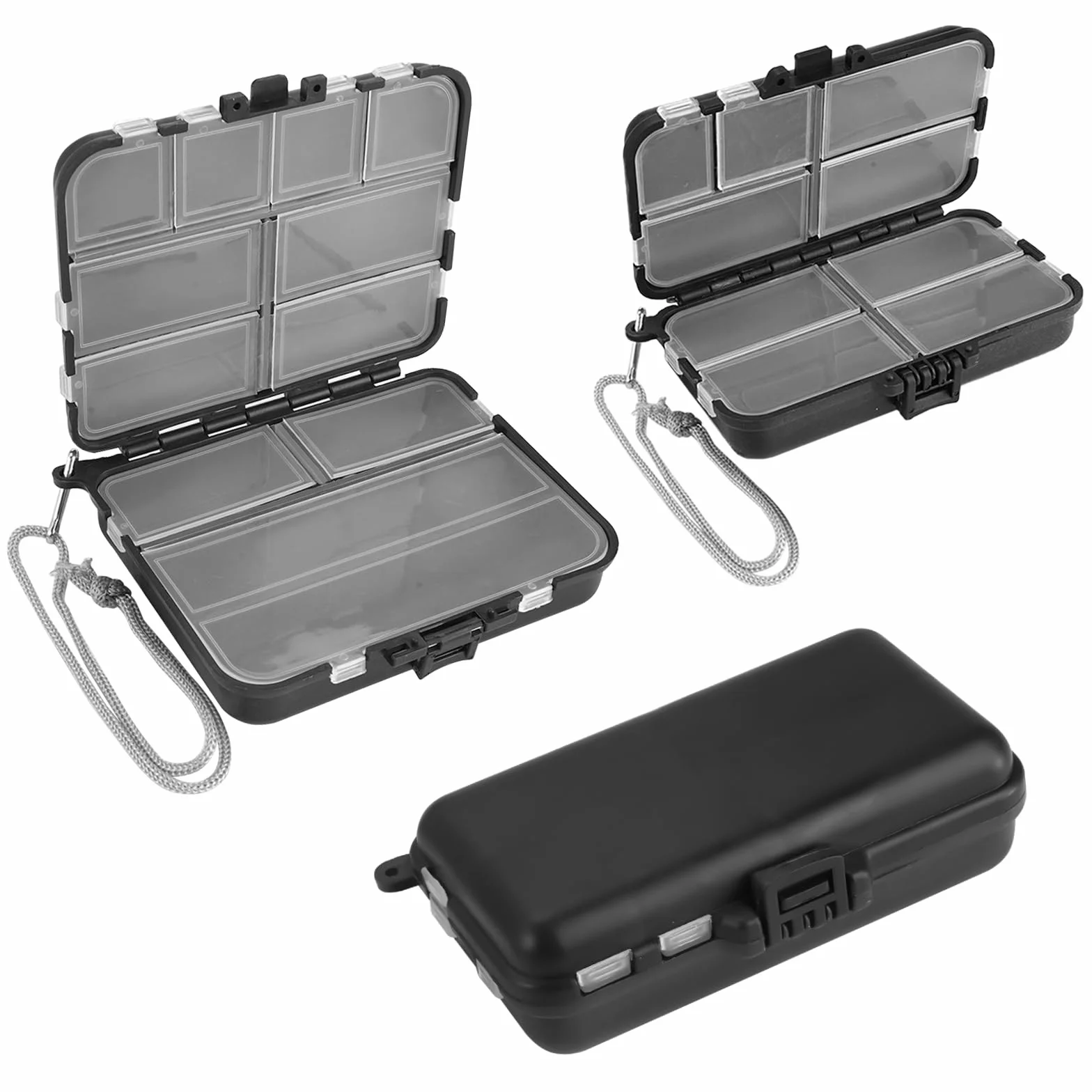Caja de Aparejos de Plástico de Doble, 9 y 12 Compartimentos, Portátil Almacenamiento para Señuelos con Compartimentos Ajustables