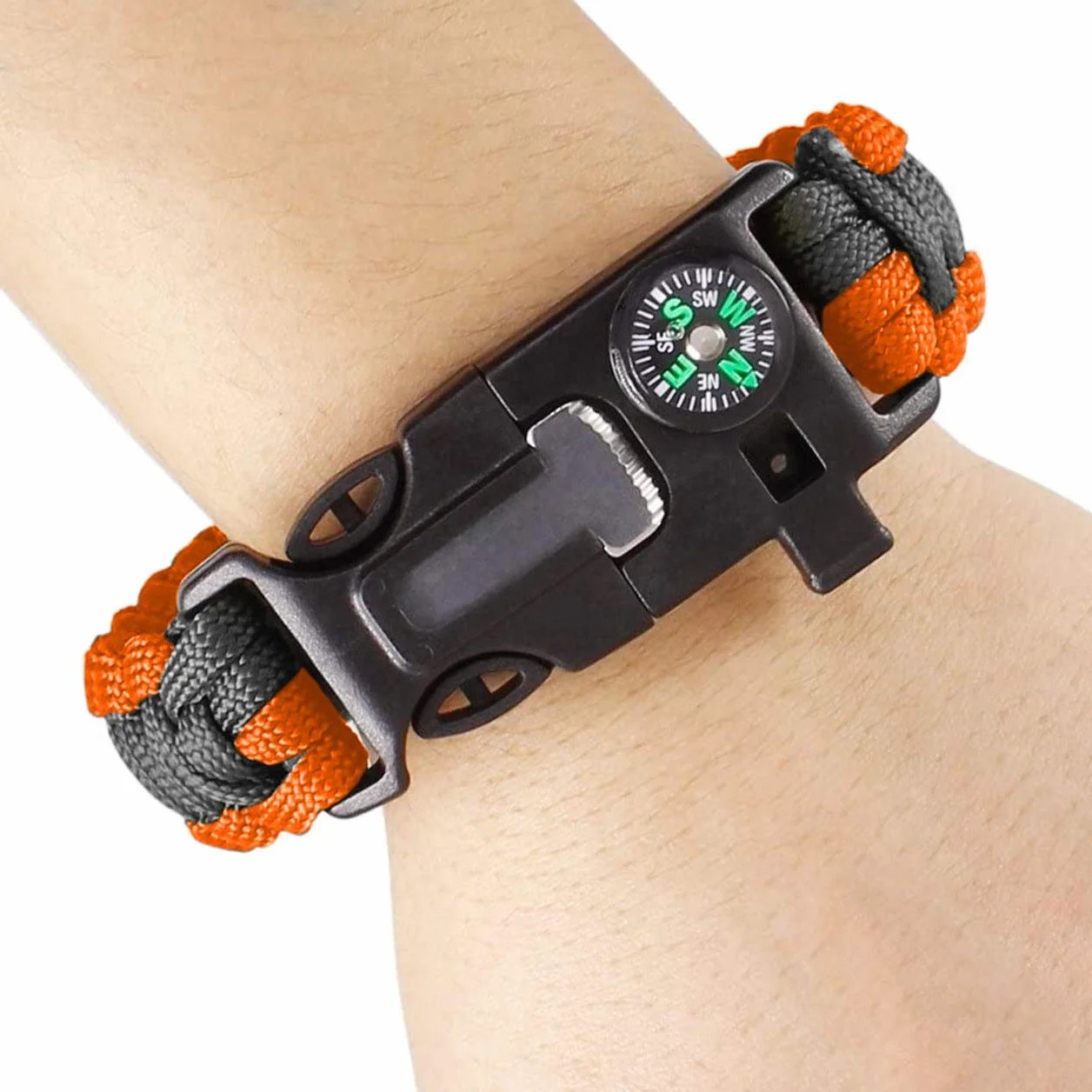 Pulsera Paracord Supervivencia Paquete de 4 con Iniciador Fuego Brújula Silbar Camping Senderismo