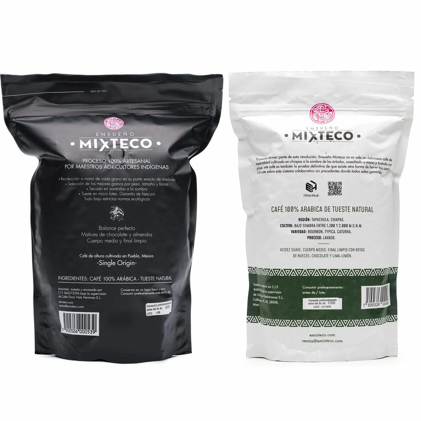 Ensueño Mixteco - Pack 2 Bolsas de Café en Grano de Especialidad y Tostado Natural - 460g + 500g - 100% Arábica - Producción Artesanal - Origen México
