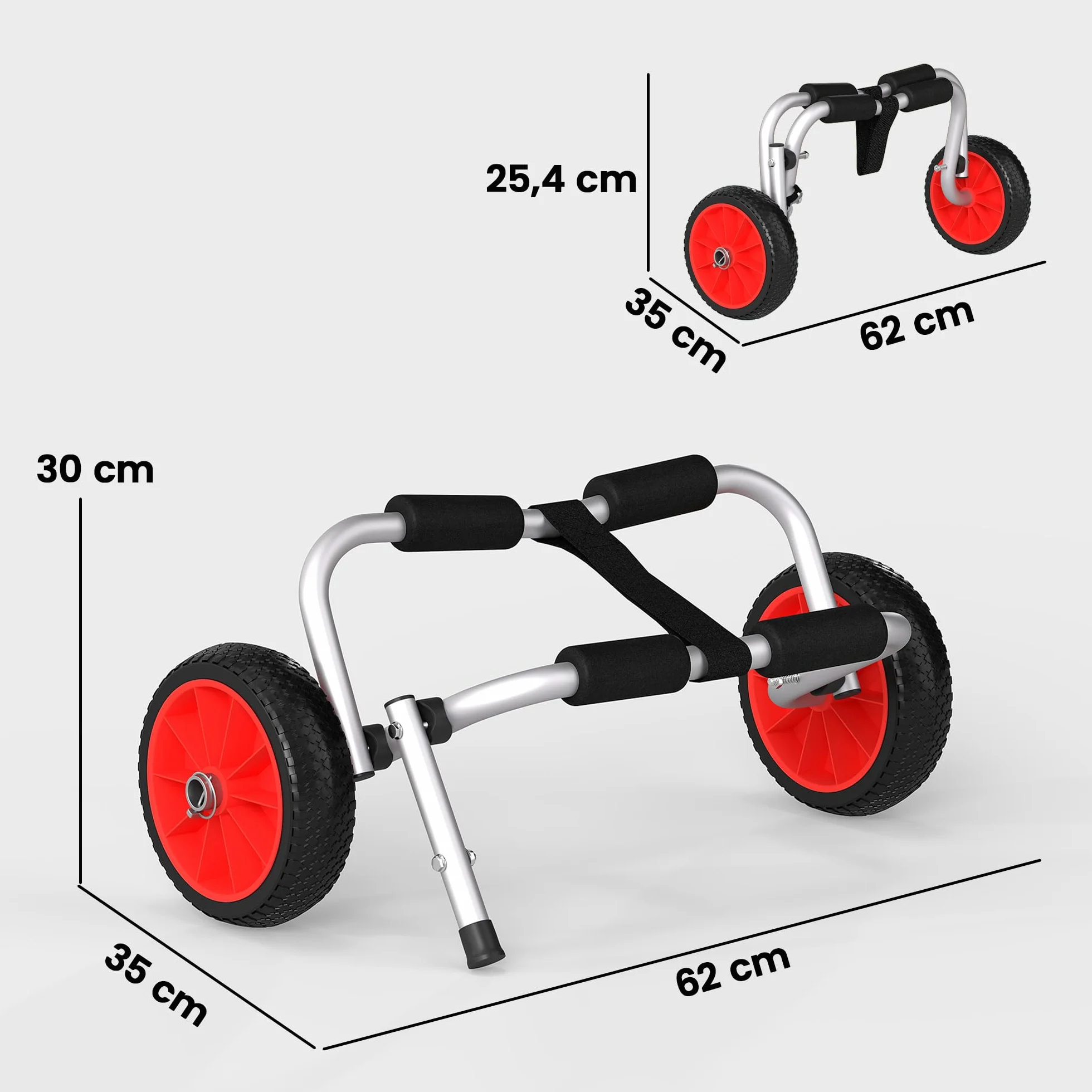 HOMCOM Plegable Carro de Transporte Kayak Carrier 70kg Aluminio 62x35x30 cm