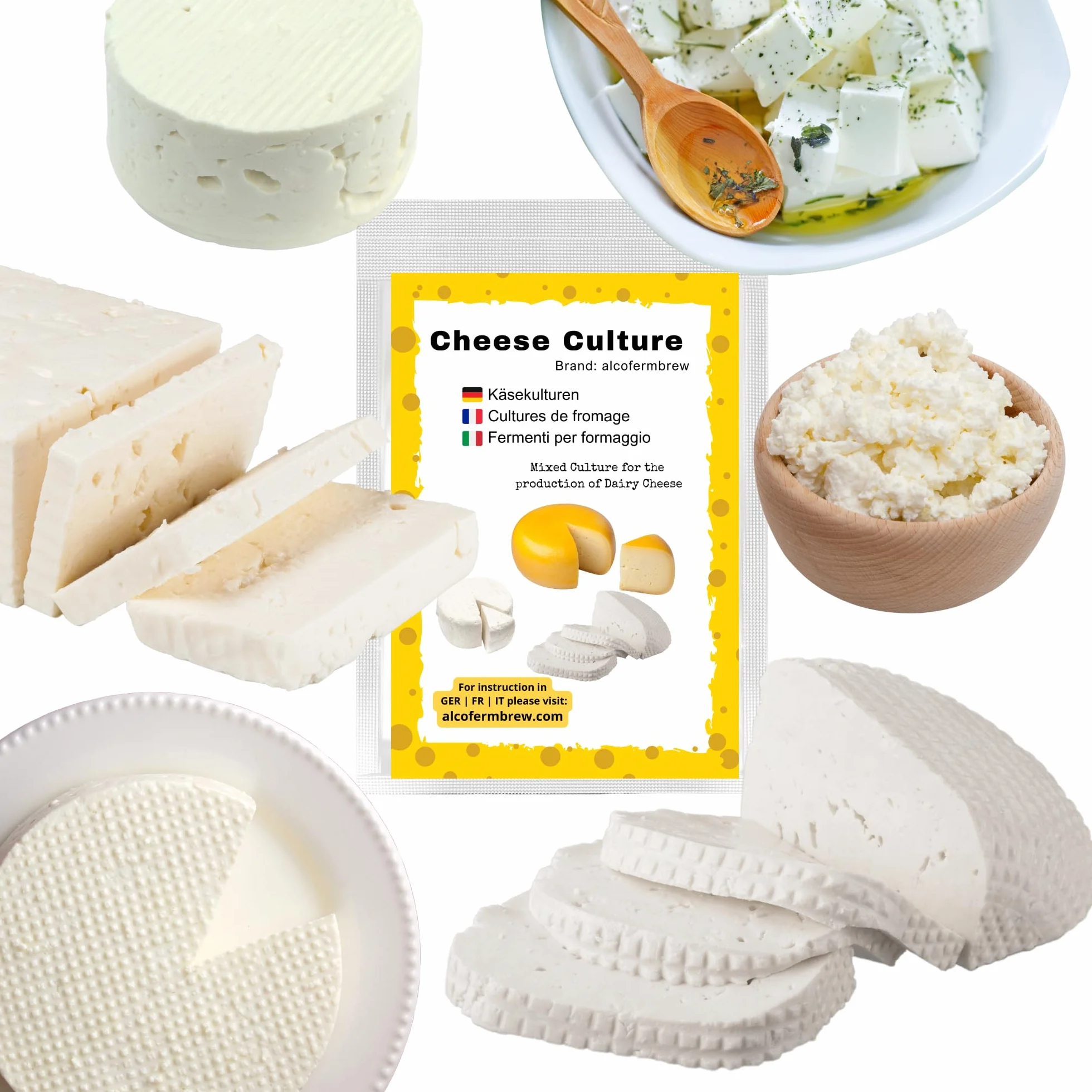 Kit para Hacer Queso – Cuajo Líquido, Cloruro de Calcio y Cultivos Bacterianos, para Leche de Vaca, Cabra y Oveja