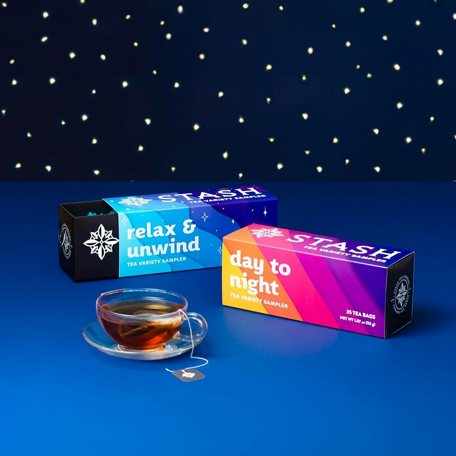 Stash Tea Relax and Unwind - Juego de regalo de té especial surtido, infusiones calmantes para ayudar a la relajación, 7 sabores, 35 bolsitas de té