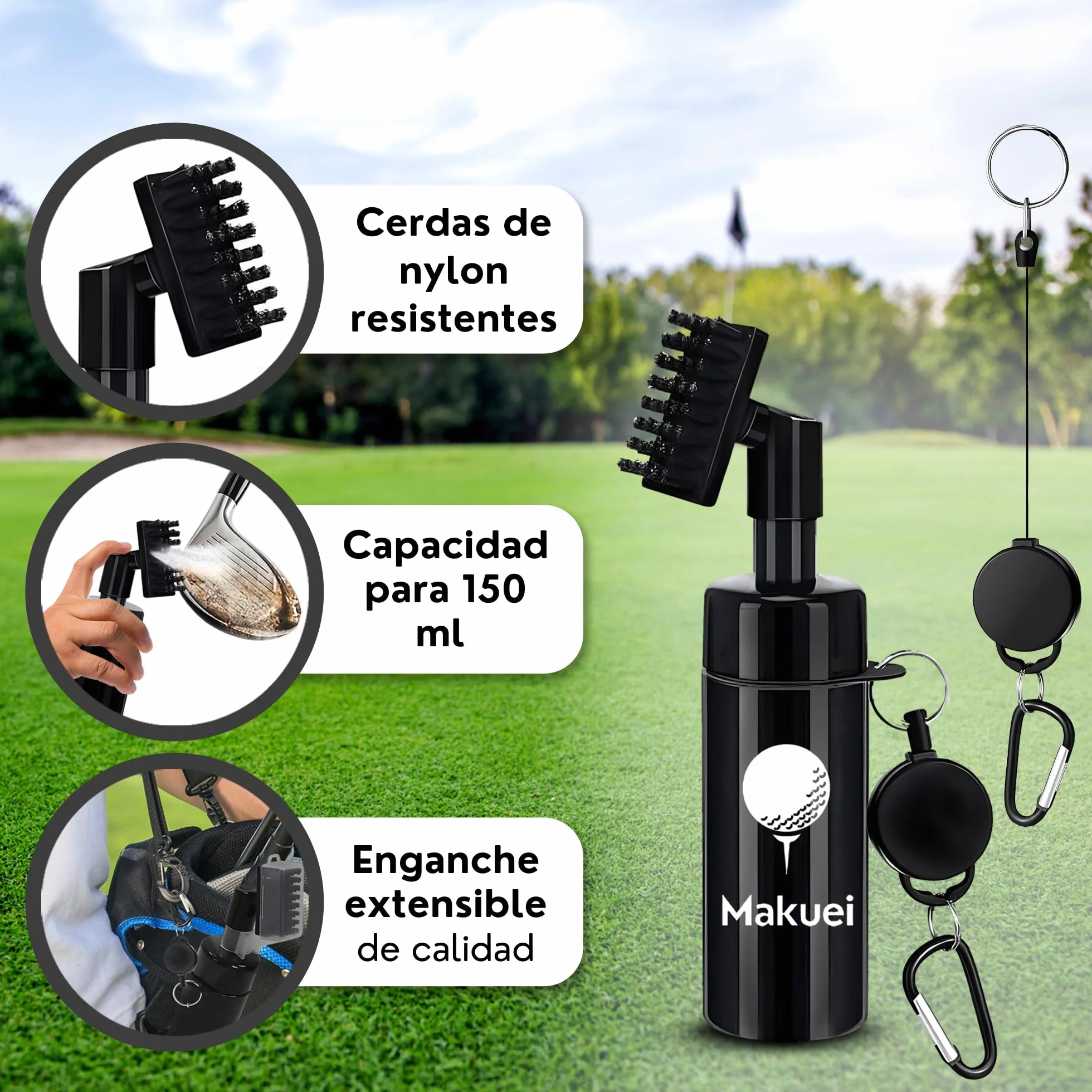 Makuei Cepillo Limpiador de Palos de Golf Accesorios Bolsa Regalo Golfistas
