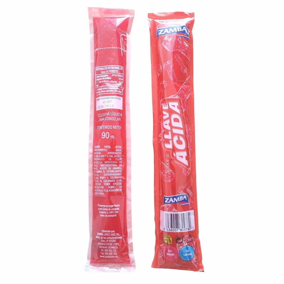 Polos Flash Zamba Llave Ácida 32 Unidades – Bebida para Congelar Infantil Sabor Ácido Refrescante, Formato Ahorro Ideal para Verano, Sin Gluten y Sin Lactosa