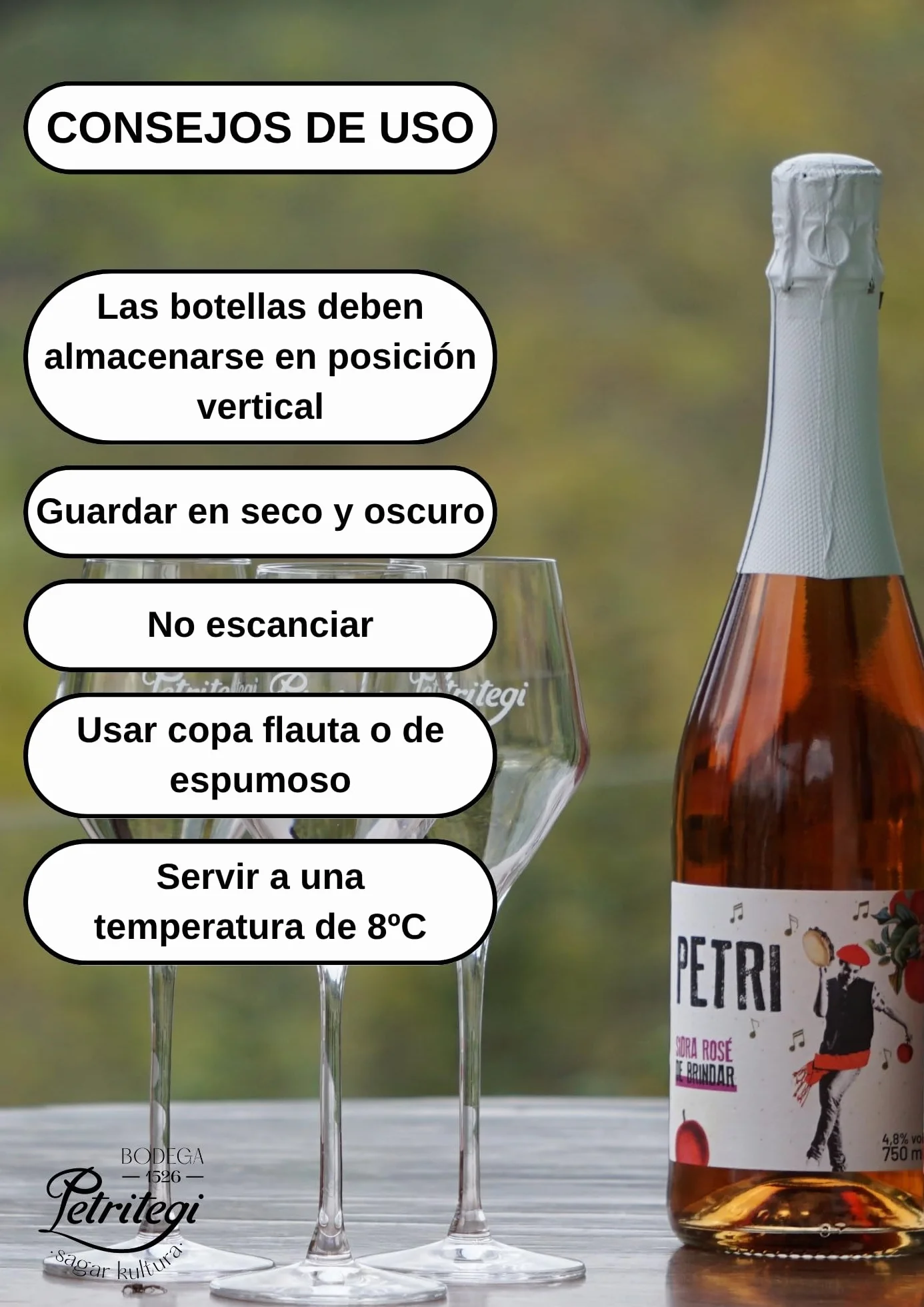 Petritegi Sidra Petri Rosé Pack 6 x 750 ml | Sidra Artesanal de Astigarraga | Sabor Frutos Rojos y Manzana Verde | Vegana sin Gluten | 4.8% Vol