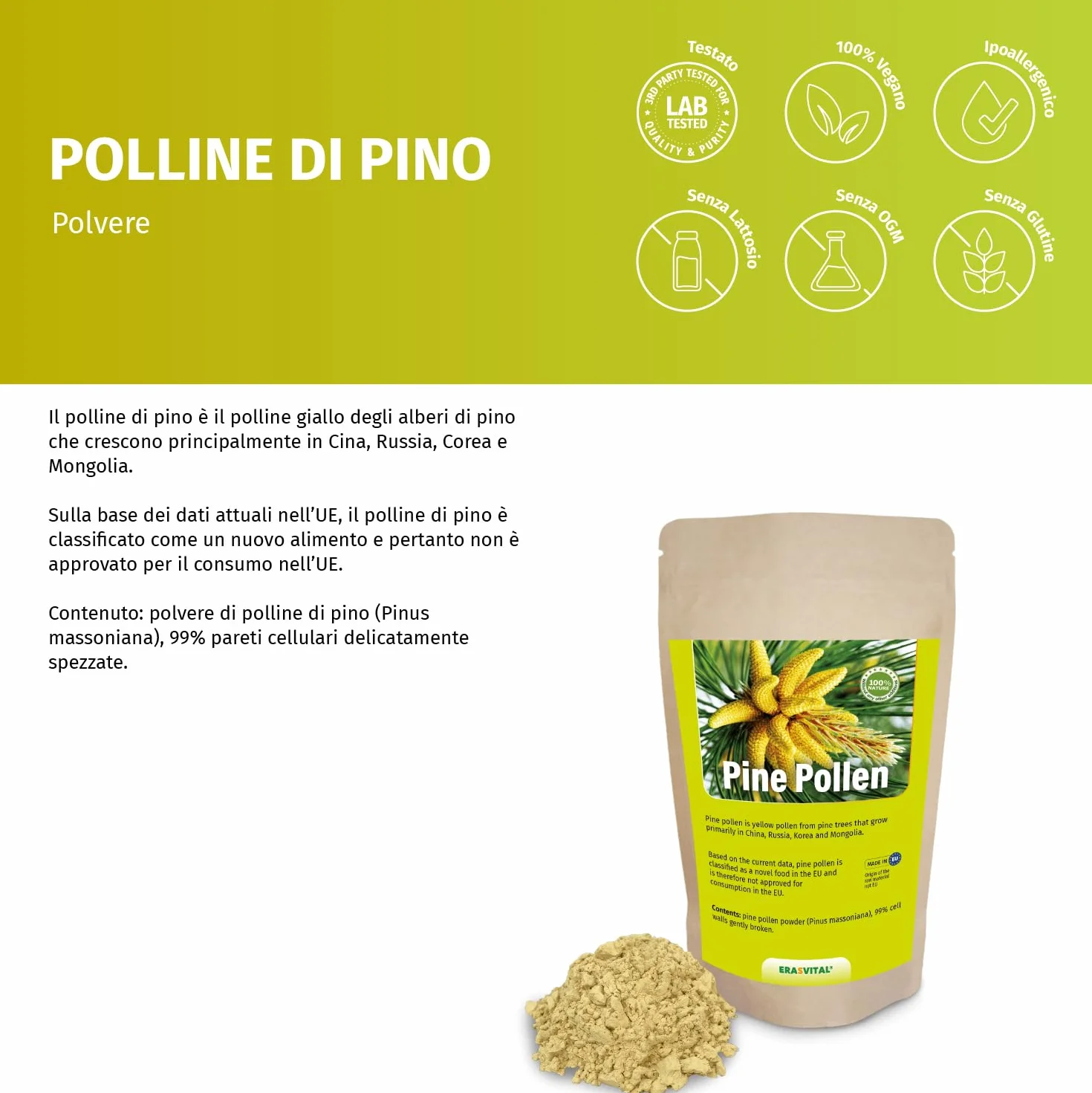 Pine Pollen I Pinien Pollen I 100g I Wildsammlung I 99% Zellwandgebrochen I en laboratorio alemán de contaminantes examinados