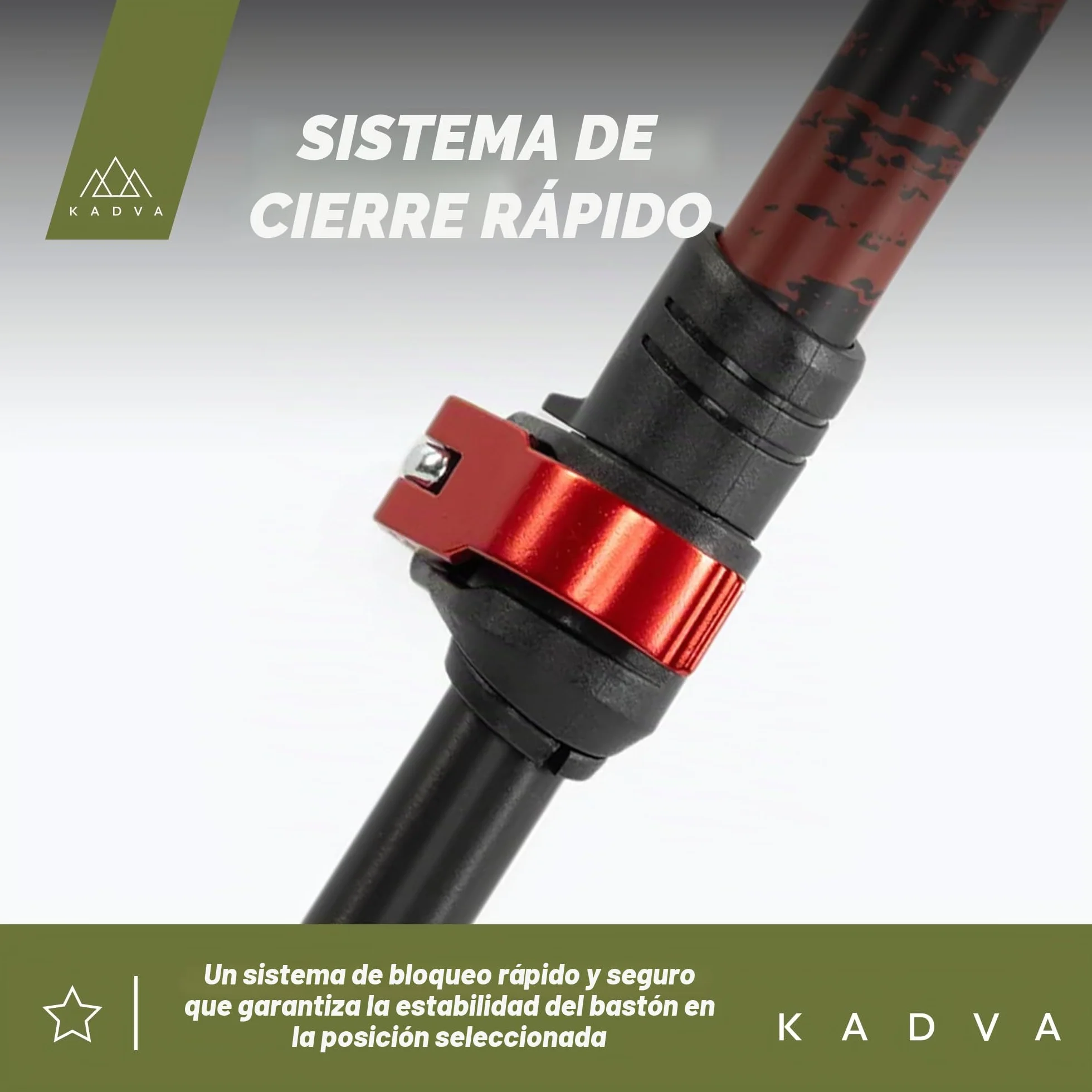 KADVA Bastones de Marcha nórdica HALNA Rojo Ajustable 84-135 cm Bloqueo rápido Mango Polipropileno TPR