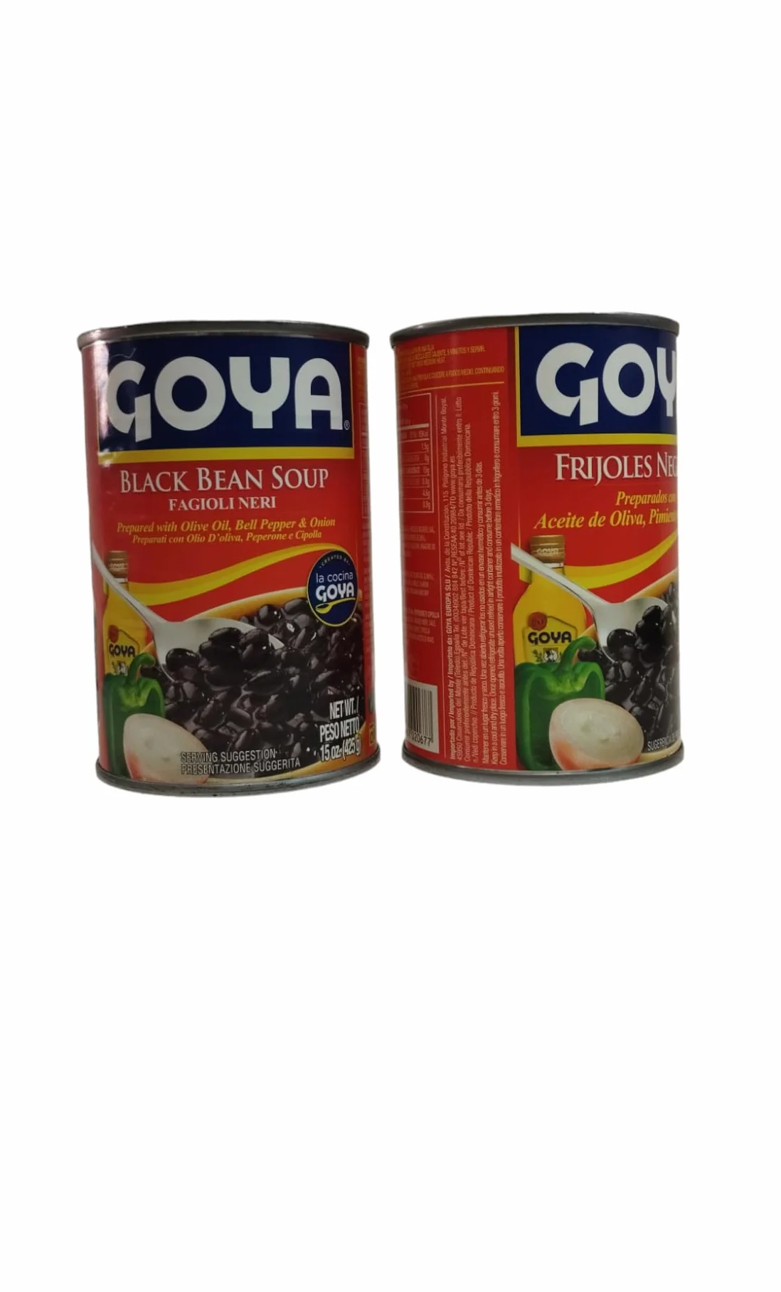 FRIJOLES NEGROS - GOYA - Preparados con aceite de oliva, Pimienta y Cebolla - LATA - PACK DE 2-425 G CADA UNO