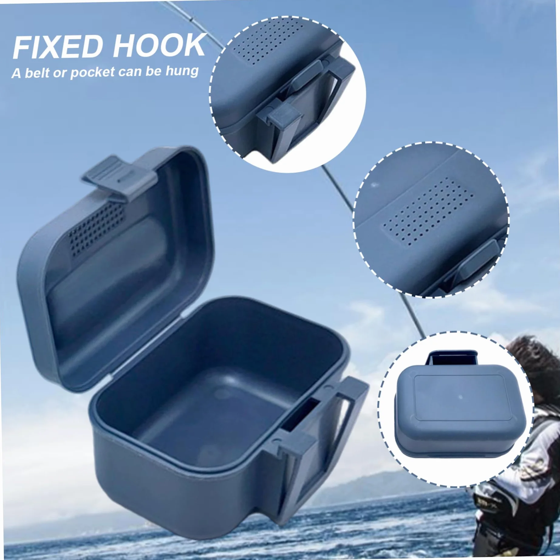 Caja de gusano de pesca de plástico con tapa a prueba de fugas y agujeros transpirables