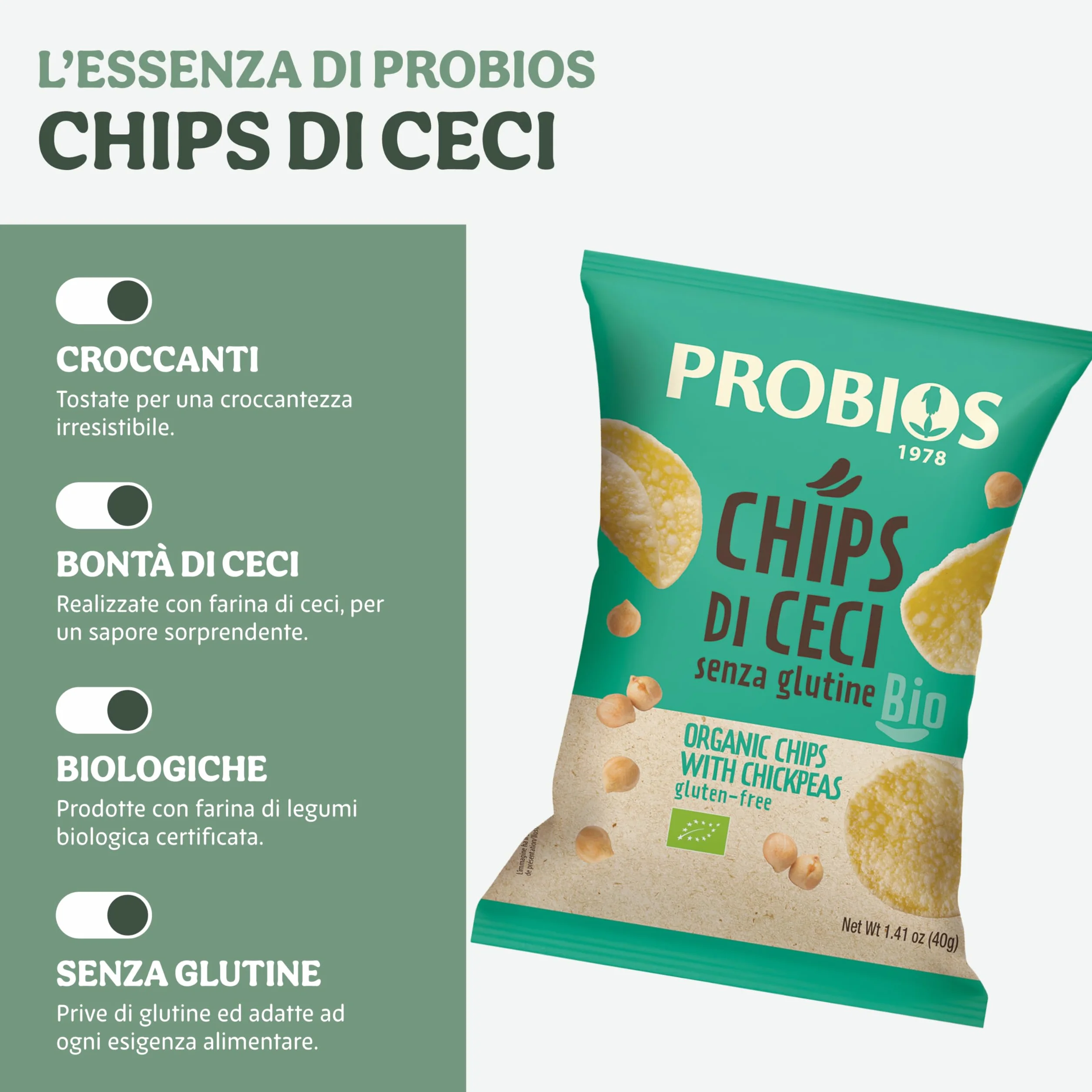 Probios Chips con garbanzos bio embalaje 12 x 40g
