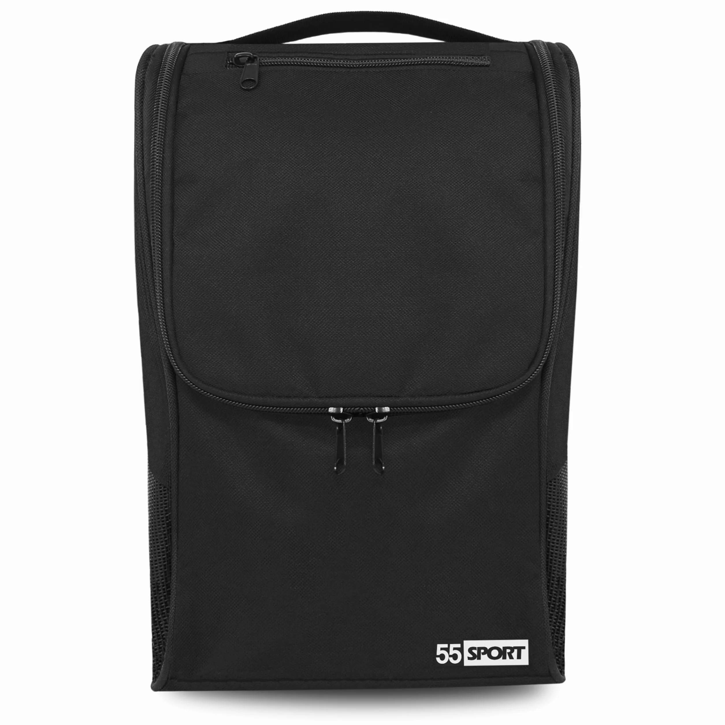 Ventilated Shoe Bag with Zipped Pocket Black