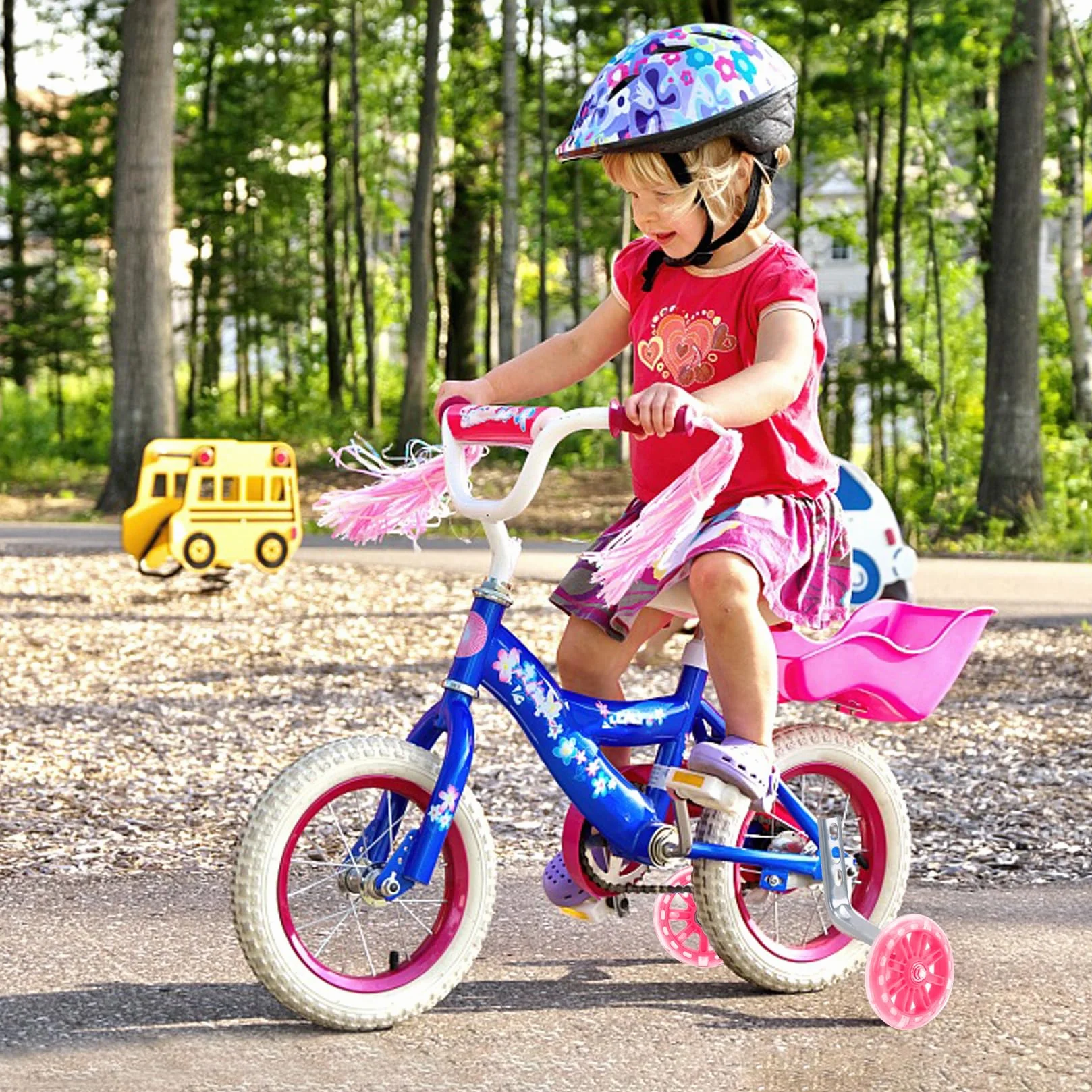 Ruedines de apoyo universales para bicicleta infantil 12-20 pulgadas rosa