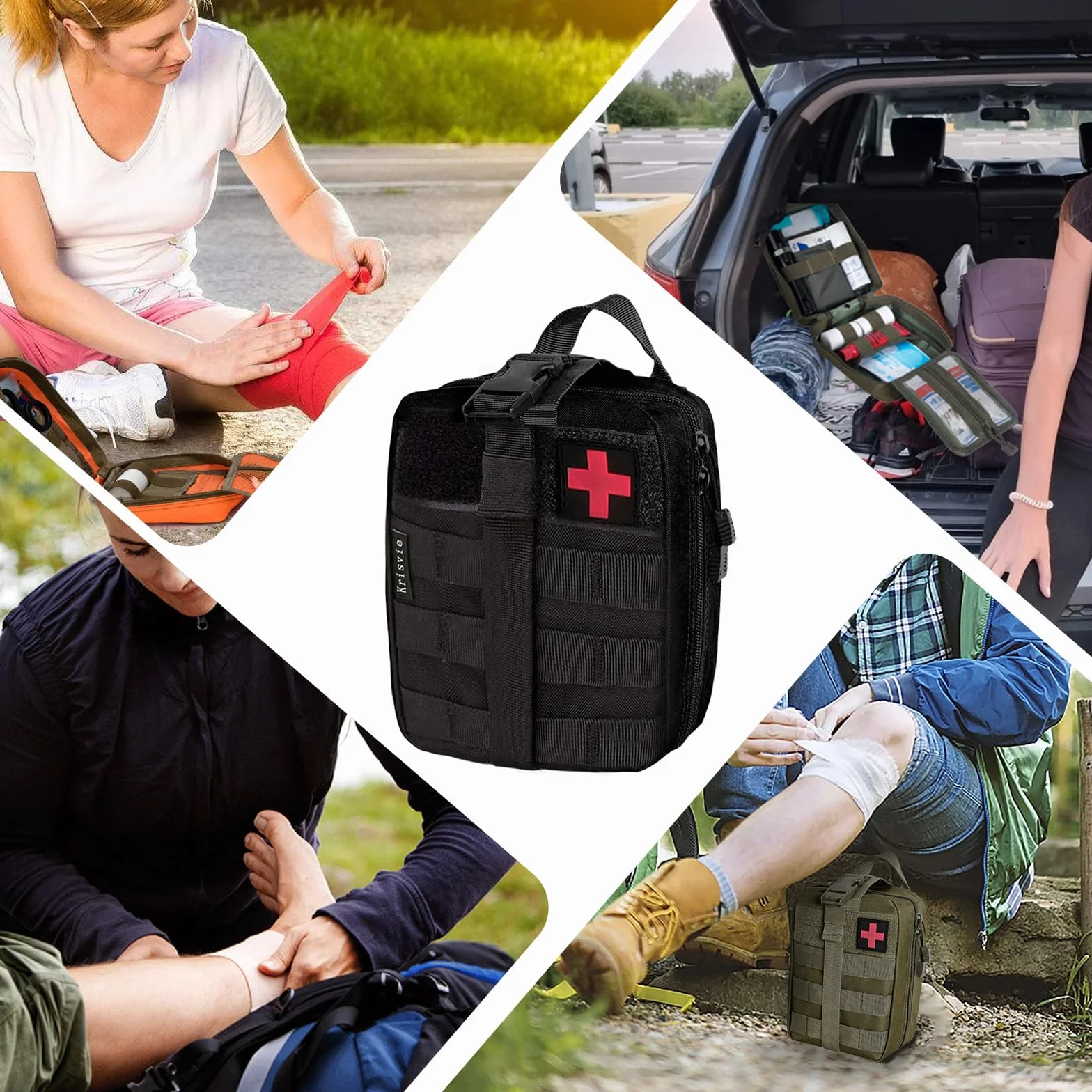 Médica Bolsa Primeros Auxilios Táctica Compacta Botiquín Negro