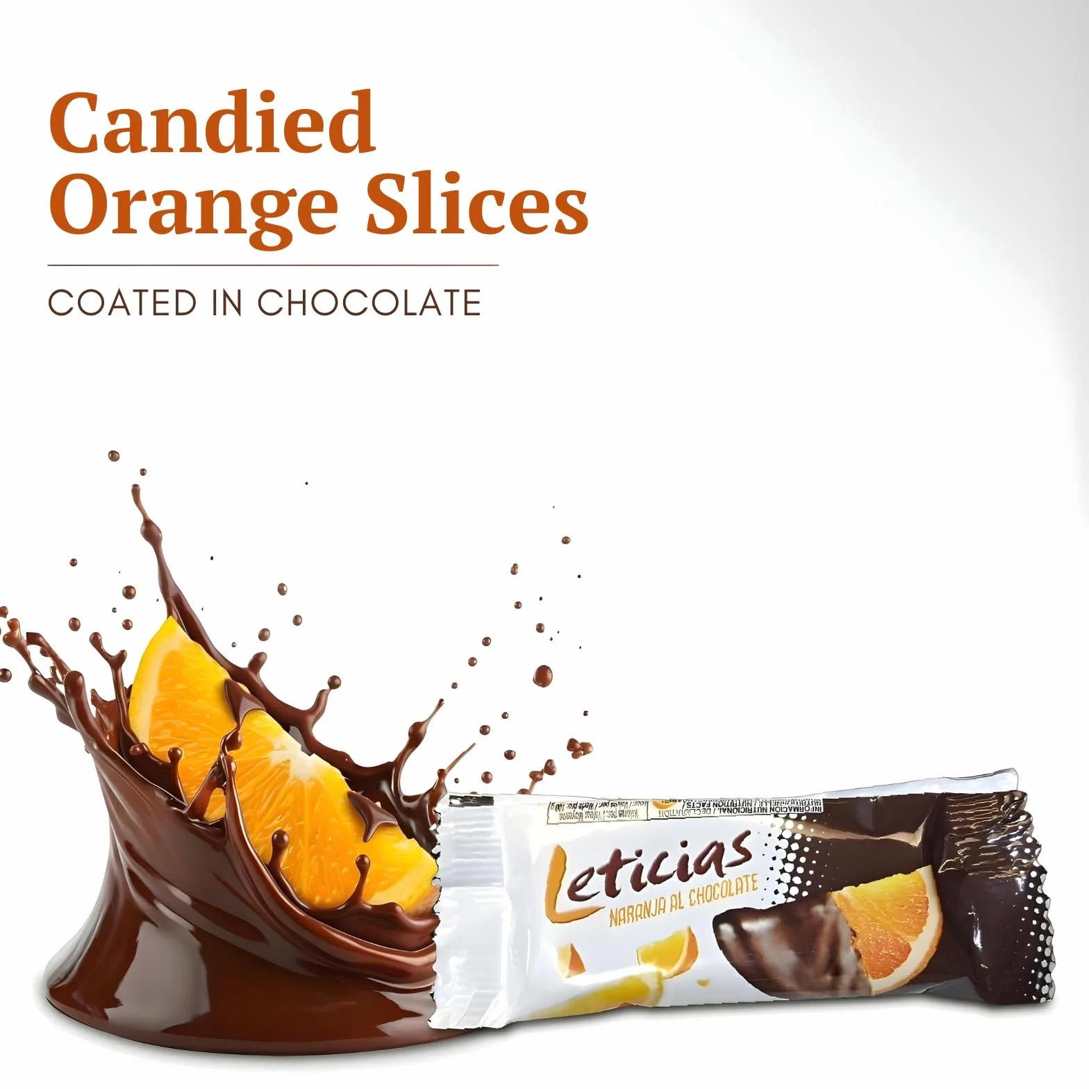 LAPASION - Gajos de naranja confitada con chocolate bolsa 1Kg (leticias).