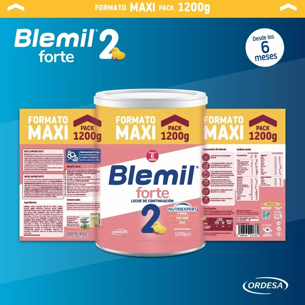 Blemil 2 Forte 1200g Leche de Continuación en polvo para Bebé Desde los 6 Meses