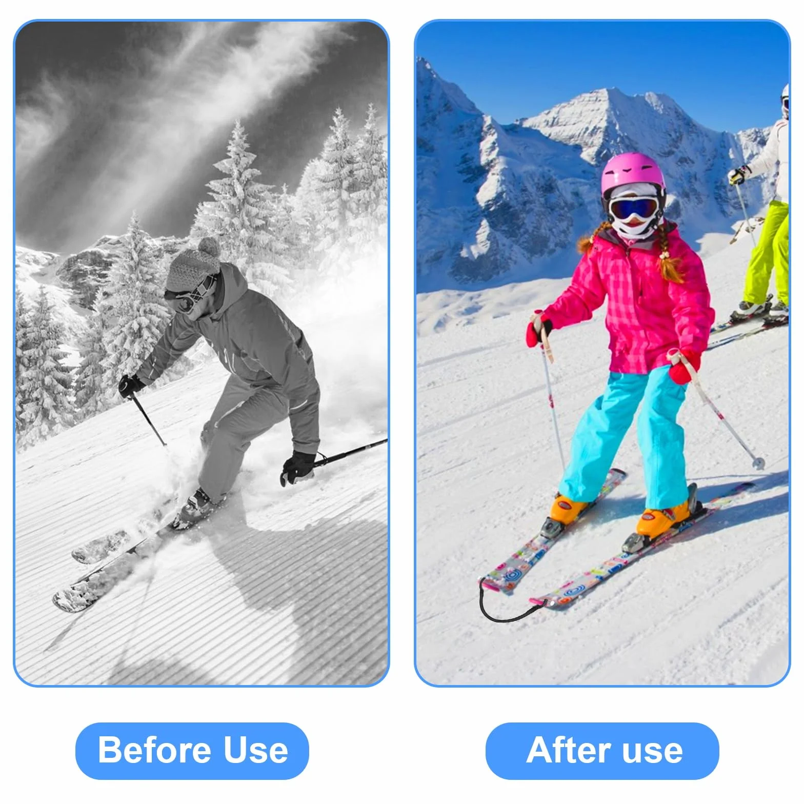 DUTIFUL Conector de puntas de esquí, ayuda de entrenamiento para control de velocidad, clips de snowboard para principiantes