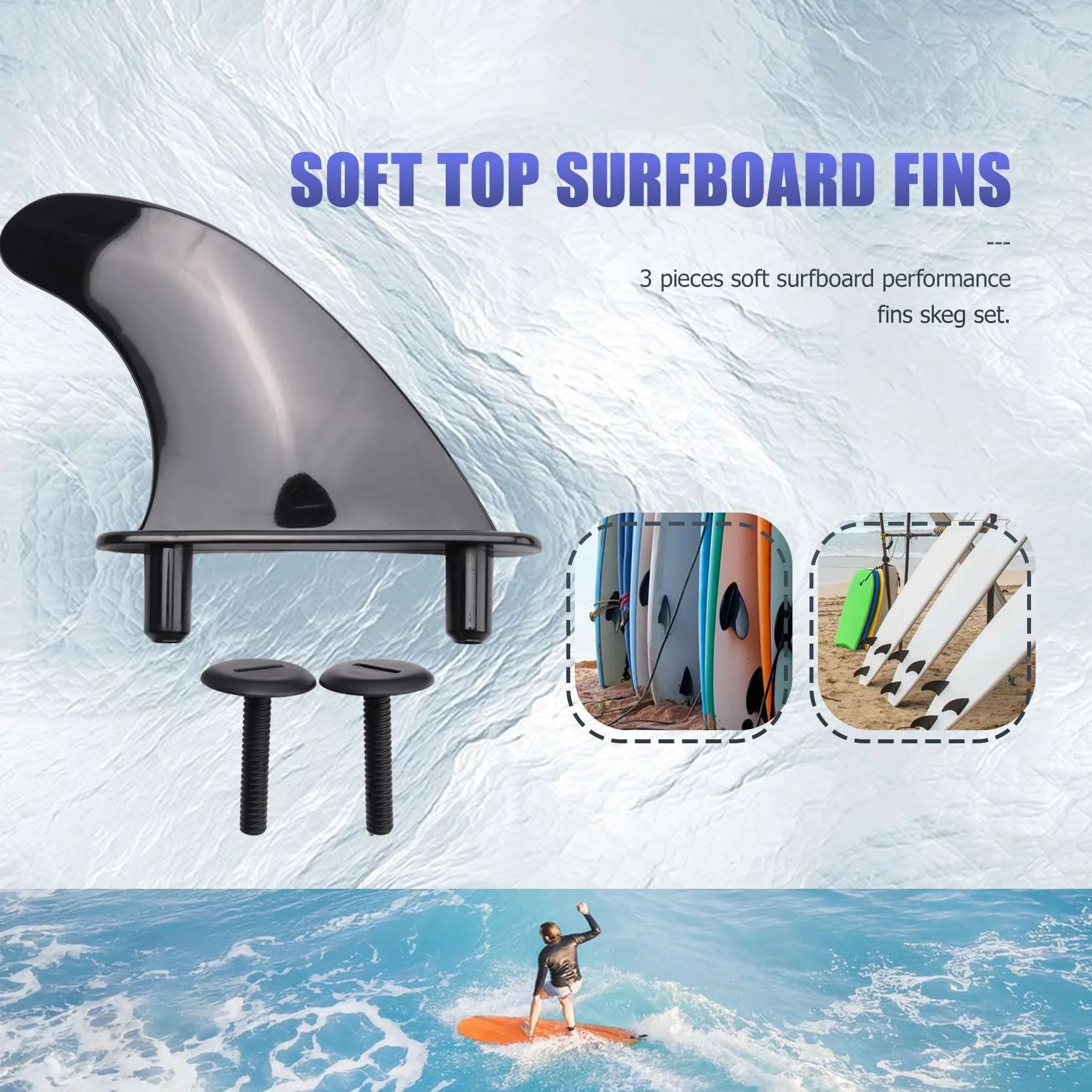 Juego de 3 aletas para tabla de surf Softboard