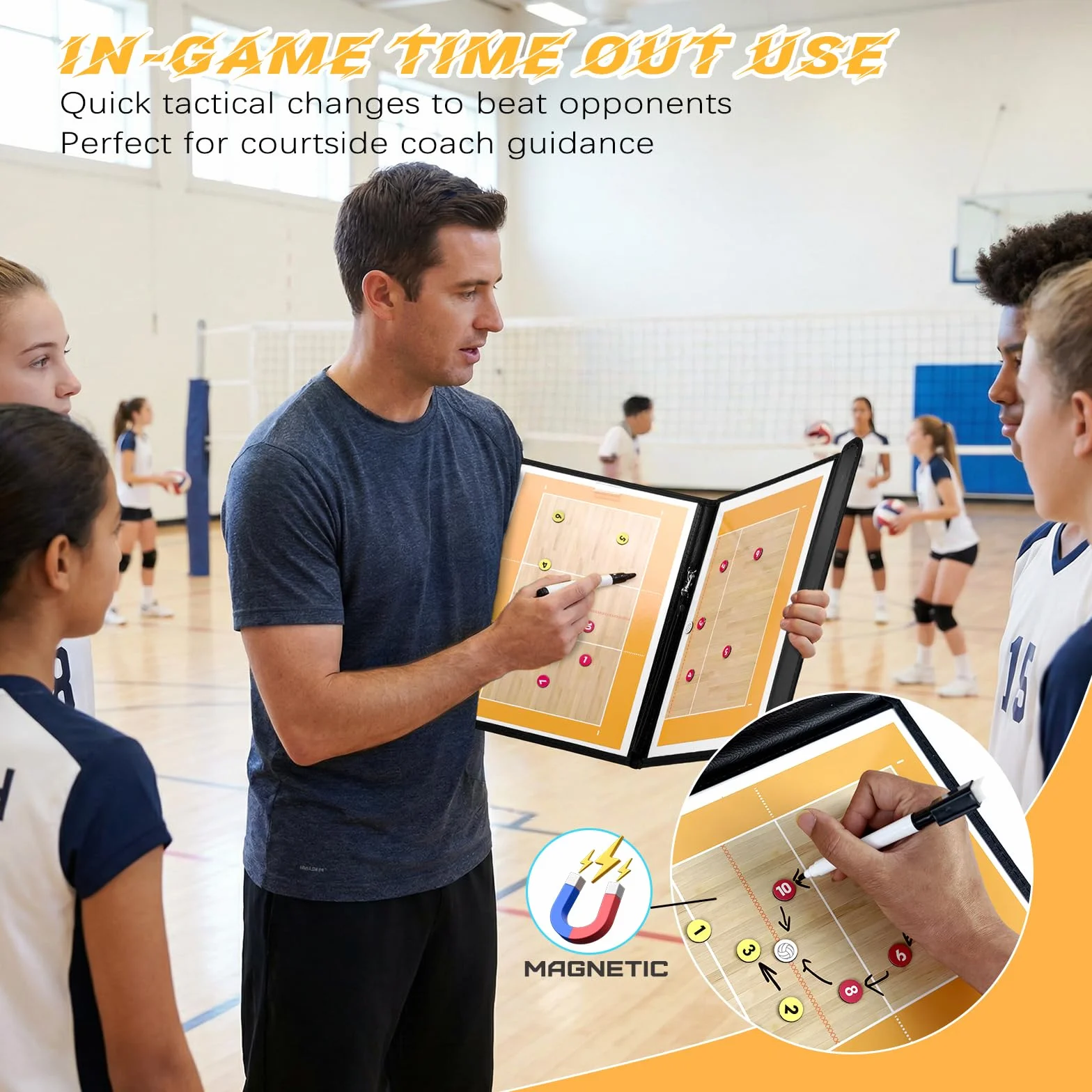 RoseFlower Pizarra Voleibol Magnetica Tactica con Imanes para Entrenadores