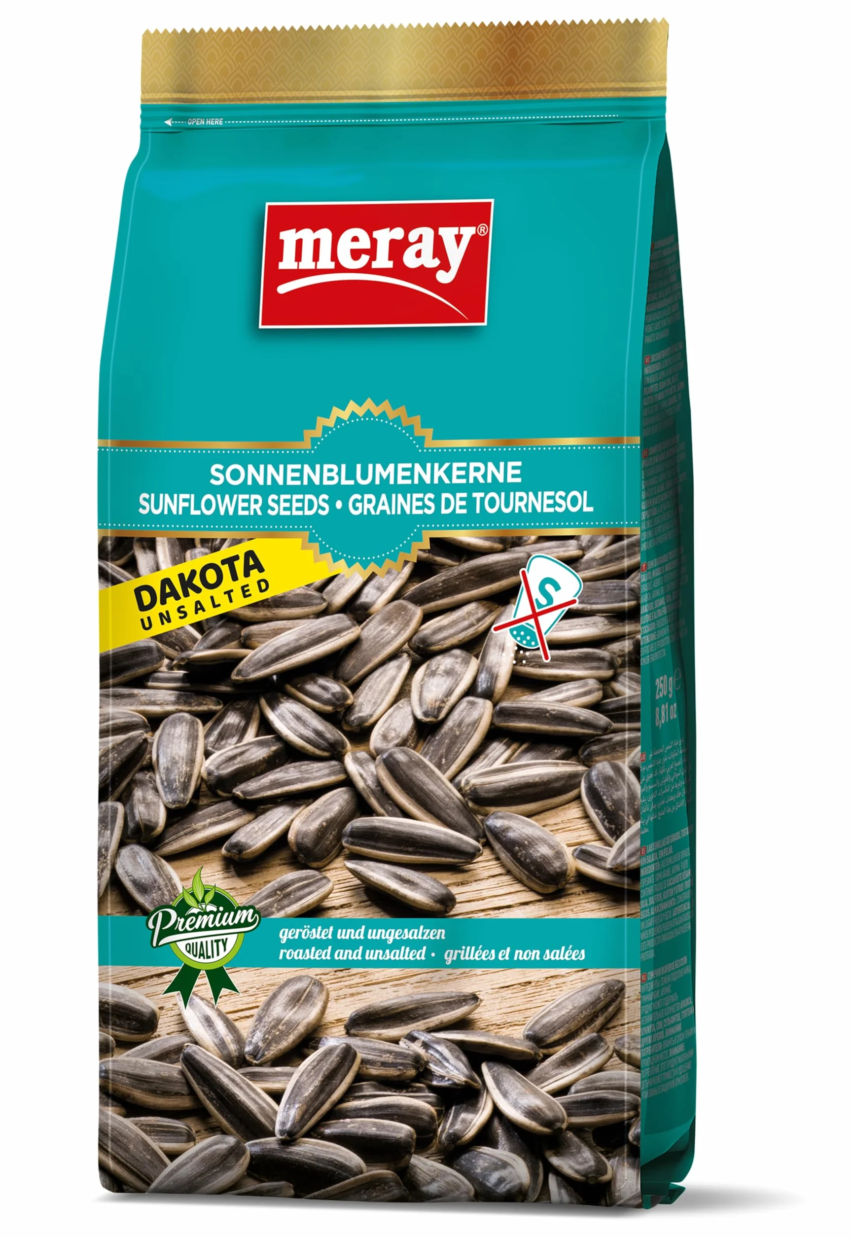 MERAY Pipas de girasol Dakota tostadas y sin sal 250g