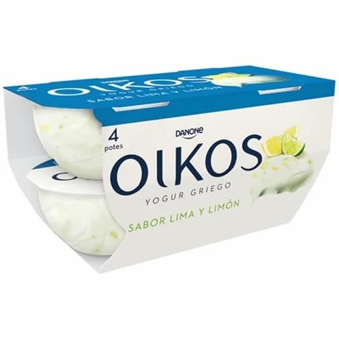 Yogur Griego OIKOS, Danone 4x110g. (Pack de 6 unidades) (OIKOS Yogur griego con sabor a lima-limón)