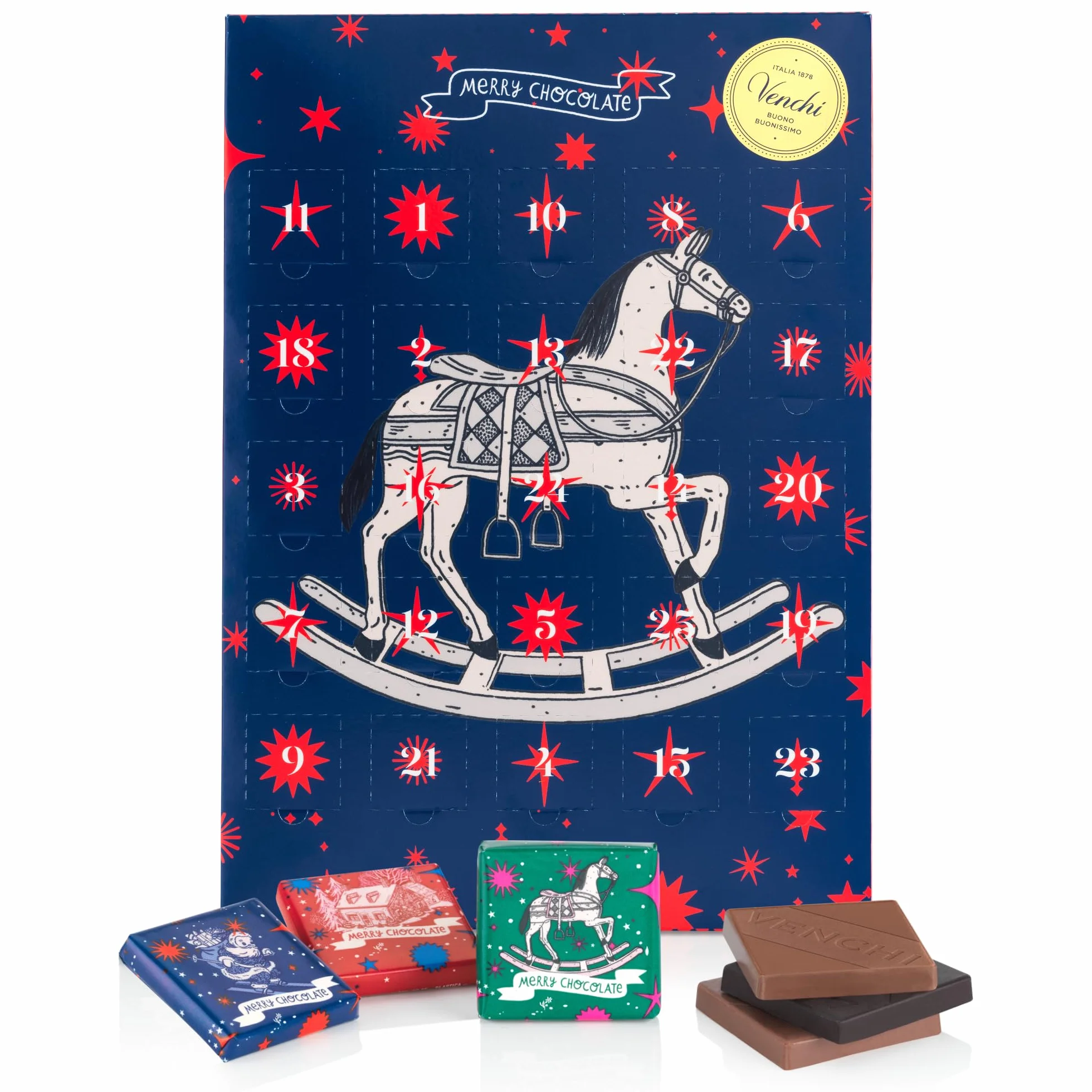 Venchi Calendario de Adviento 181 g 25 Bombones Chocolate con Leche y Negro Navidad