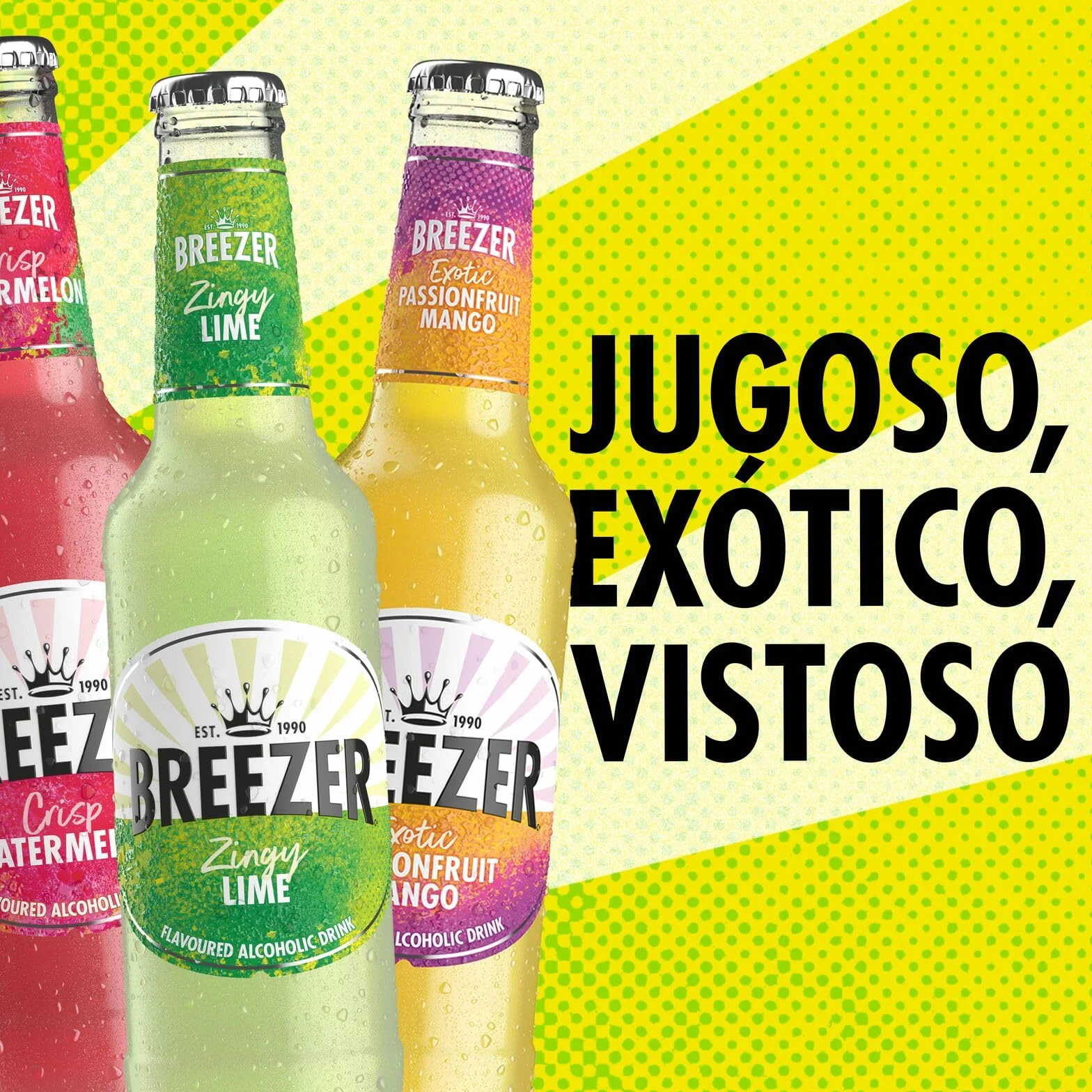 BREEZER Crisp Watermelon Bebidas Alcohólicas con Sabor a Sandía, 4% Vol., 27,5 cl / 275 ml (Pack de 24), Alcohol Premezclado Listo para Beber