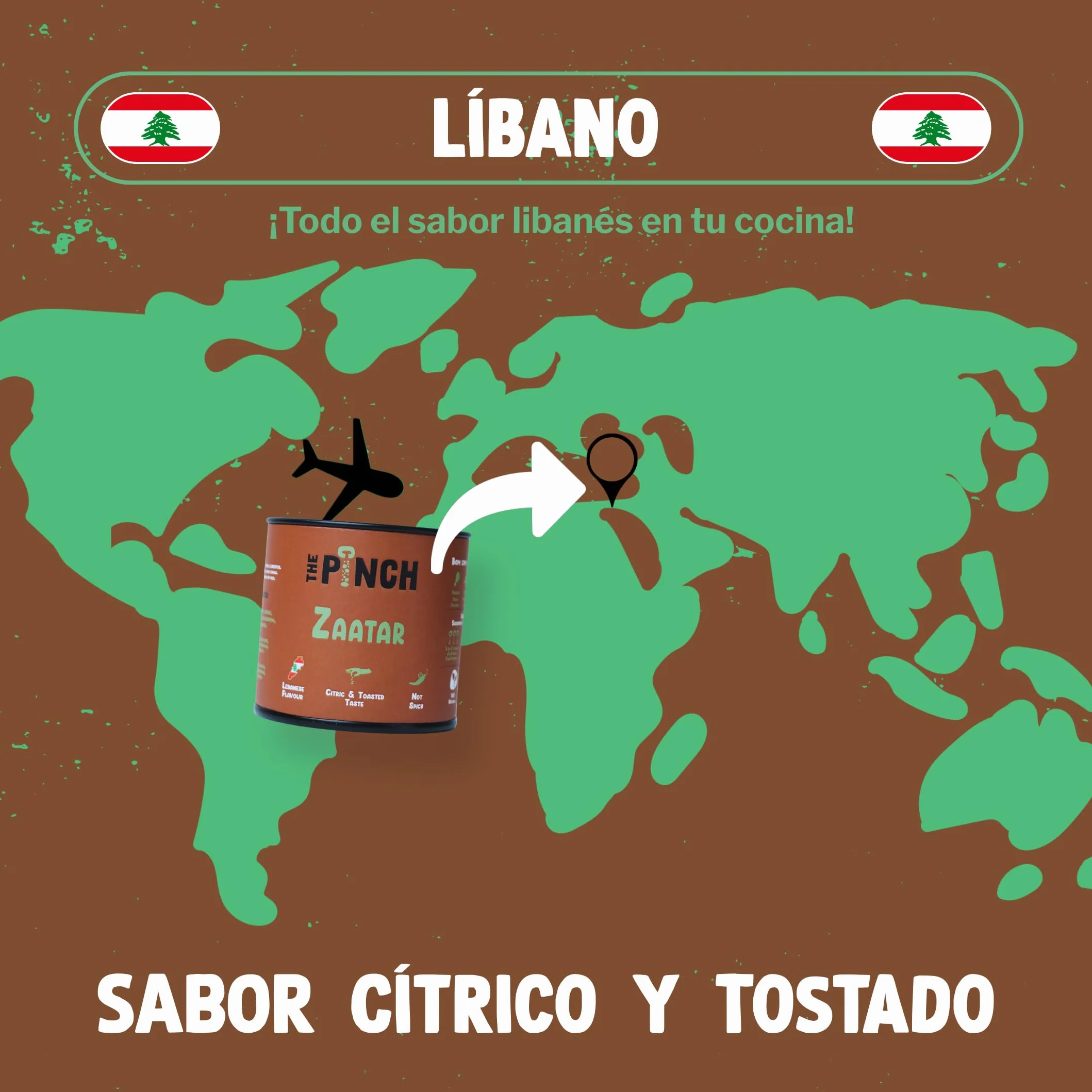 THE PINCH Zaatar Sazonador Árabe 100% natural - Sabor Auténtico del Líbano, con sumac. Fácil de usar en ensaladas, verduras asadas, hummus, panes y batatas dulces. Paquete 45g.