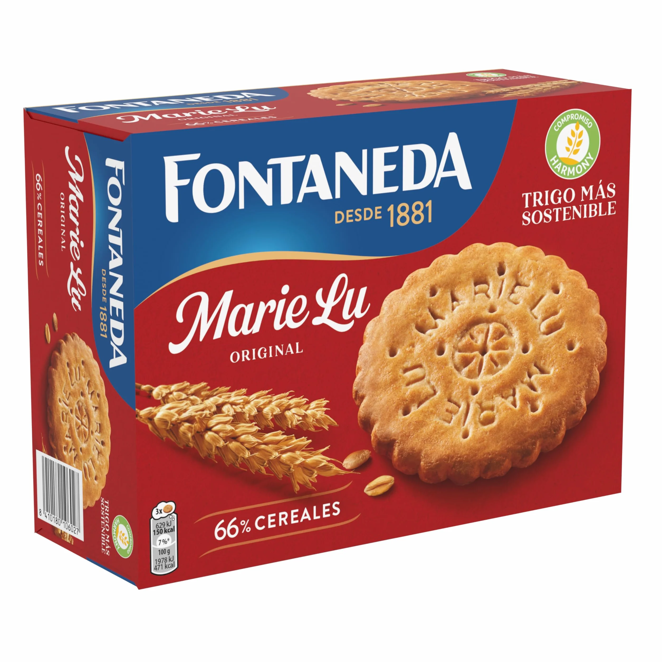 Fontaneda MarieLu Galletas Originales, 60% cereales, Deliciosa fuente de fibra, 550 g