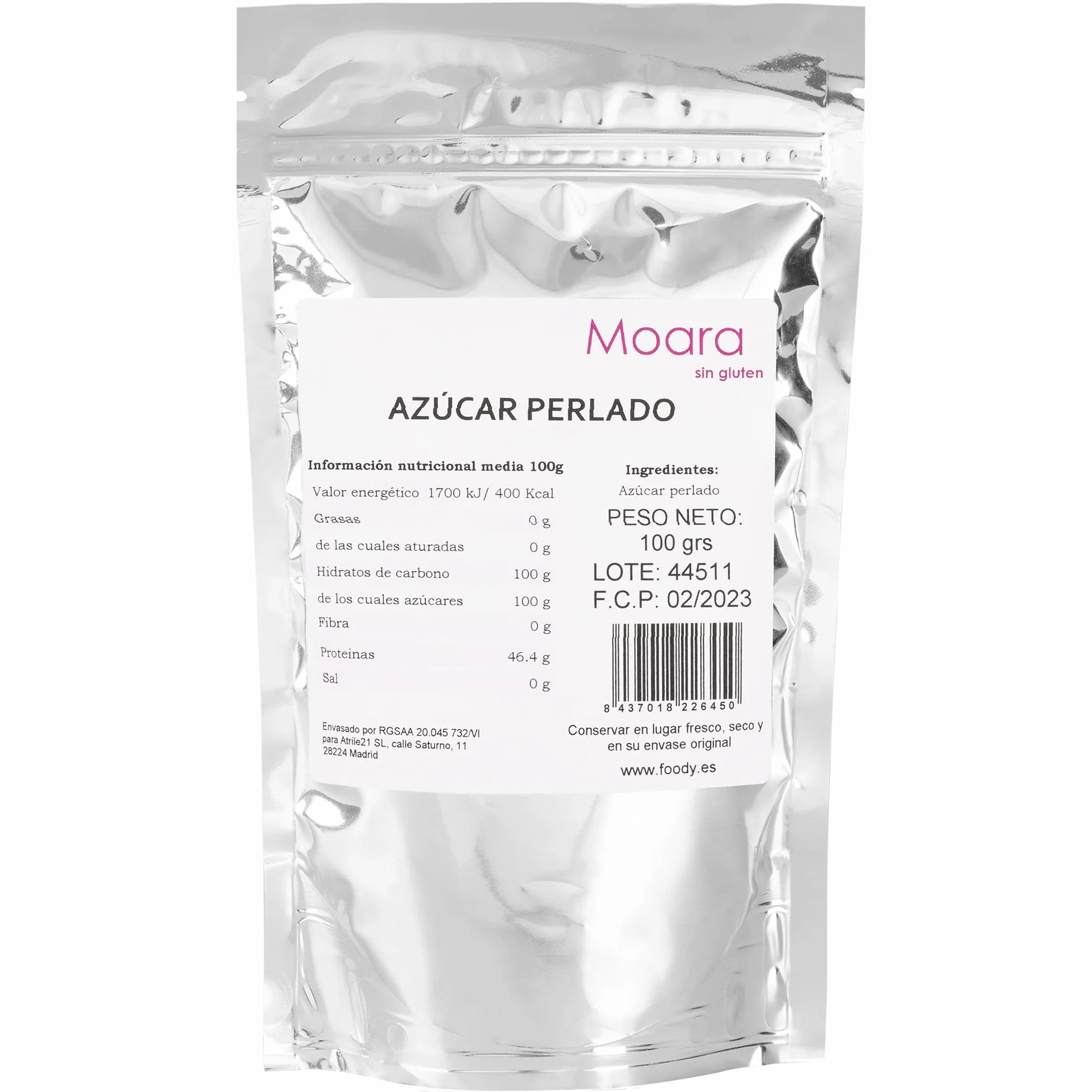 Azúcar perlado crujiente especial para gofres, roscón de Reyes, panettone, galletas y todo tipo de dulces - Azúcar para decorar, 100% vegano, libre gluten y alérgenos - 100 gr. Envase Doypack zip