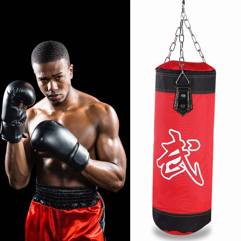 Saco de Vacío para Entrenamiento de Boxeo, Tela Oxford, Cremallera, 60 cm, Rojo