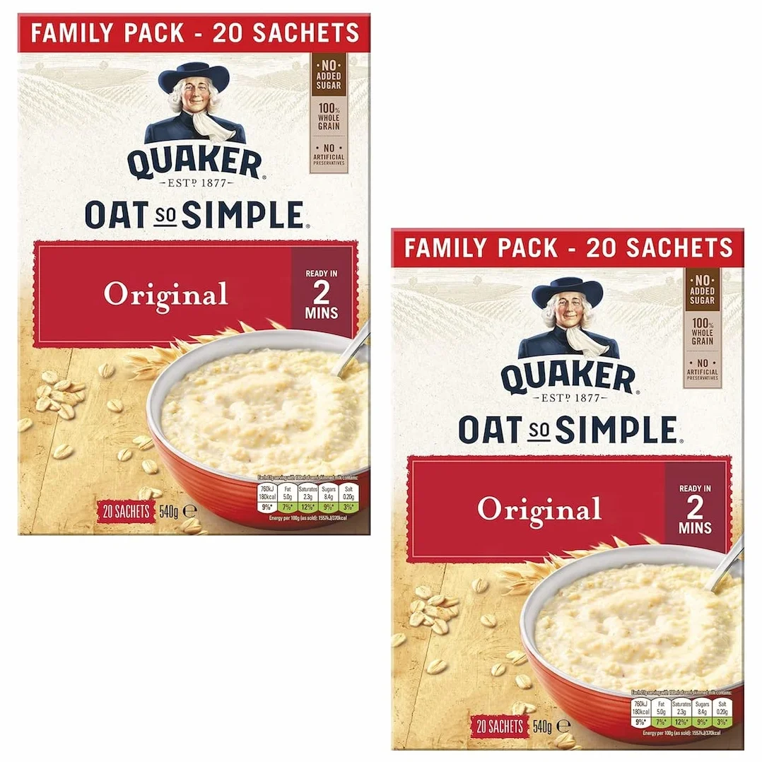 Set Cleverry con Quaker Oat So Simple Family Pack Original 40 bolsitas x 27g, Avena integral