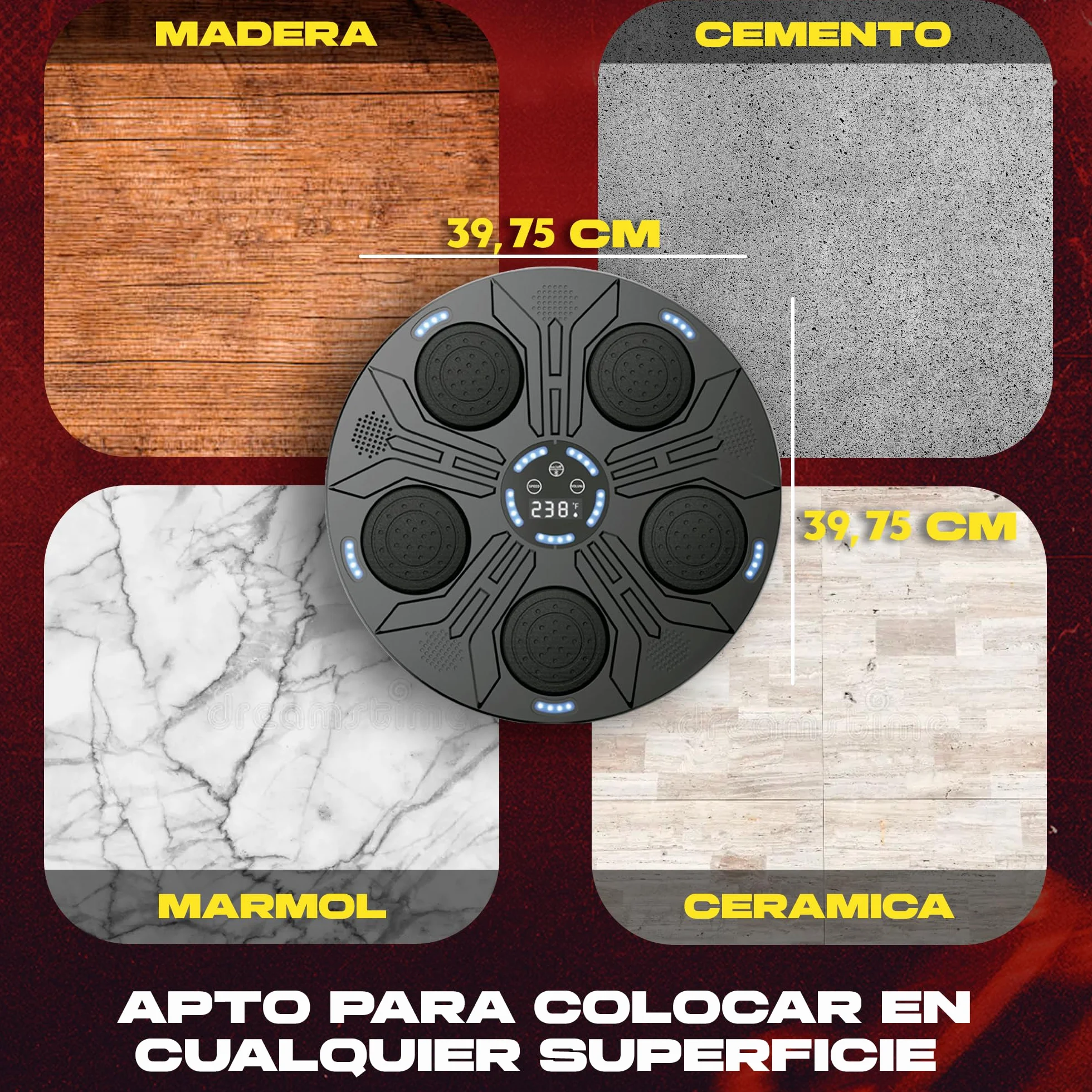 Simulador de Boxeo Inteligente con Bluetooth y Pantalla LED, 9 Modos de Entrenamiento, Luces RGB para Adultos y Niños