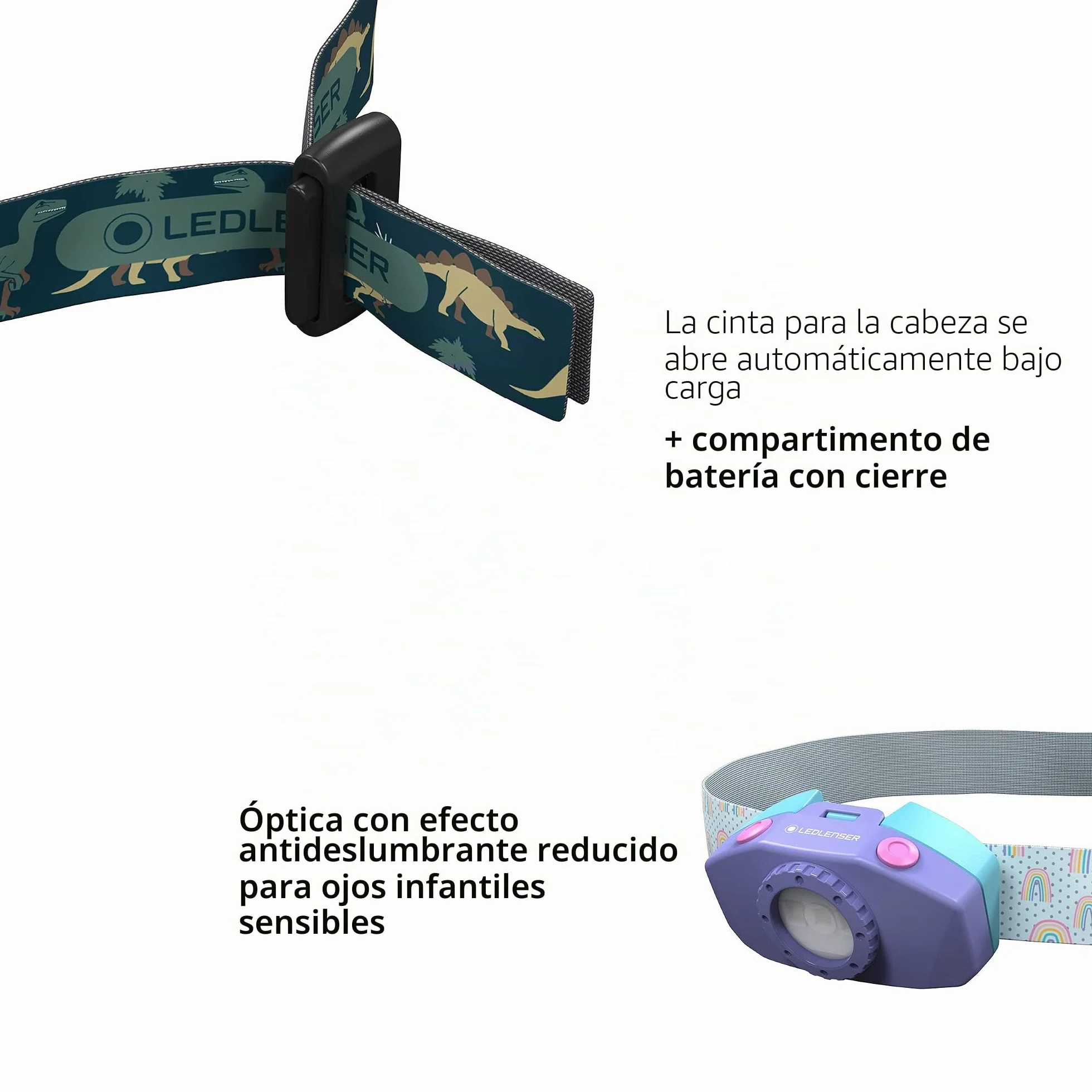 Ledlenser KidLED2 Linterna frontal LED niños dinosaurio 40 lúmenes