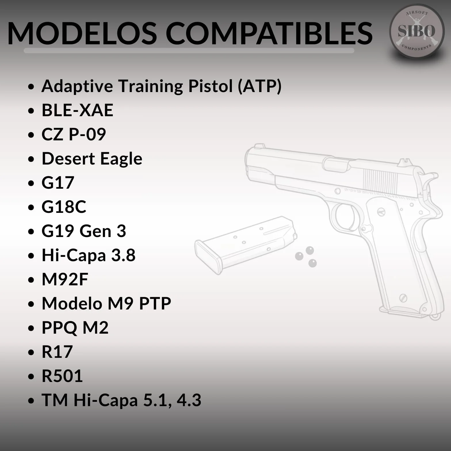 Sibo Airsoft Speedloader 6mm BB Loader para Pistolas Recarga Rápida