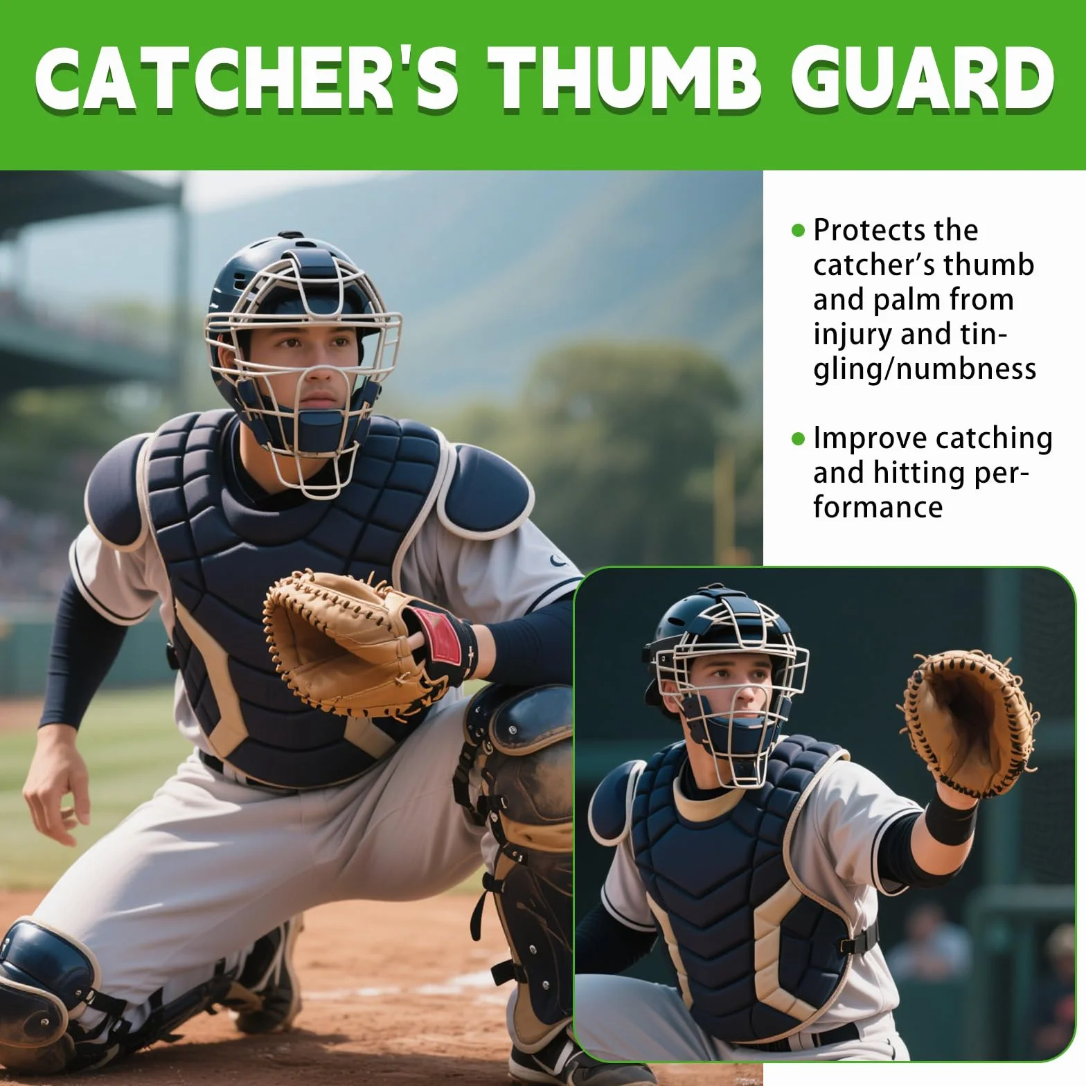 Protector Pulgar Béisbol Sóftbol Silicona Lyreh Mano Izquierda Derecha