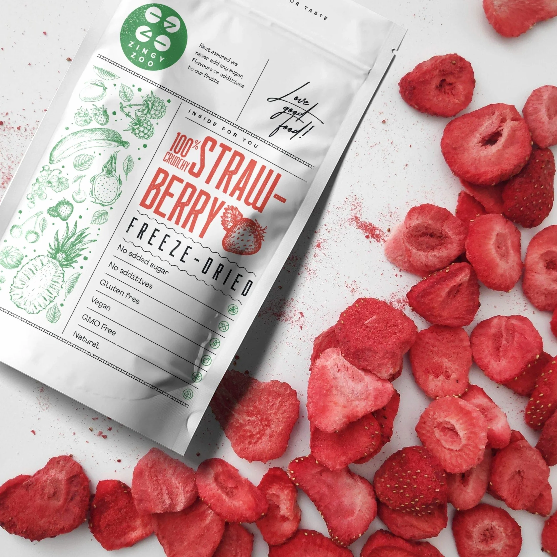 Fresa Liofilizada | Comida Liofilizada | Fresa Deshidratada Fruta Liofilizada | Vegana Cruda 100% Fruta Pura | Freeze Dried Fruit Strawberry Slices de Fresa Sin Azucar Fresas Fruta Escarchada (90g)