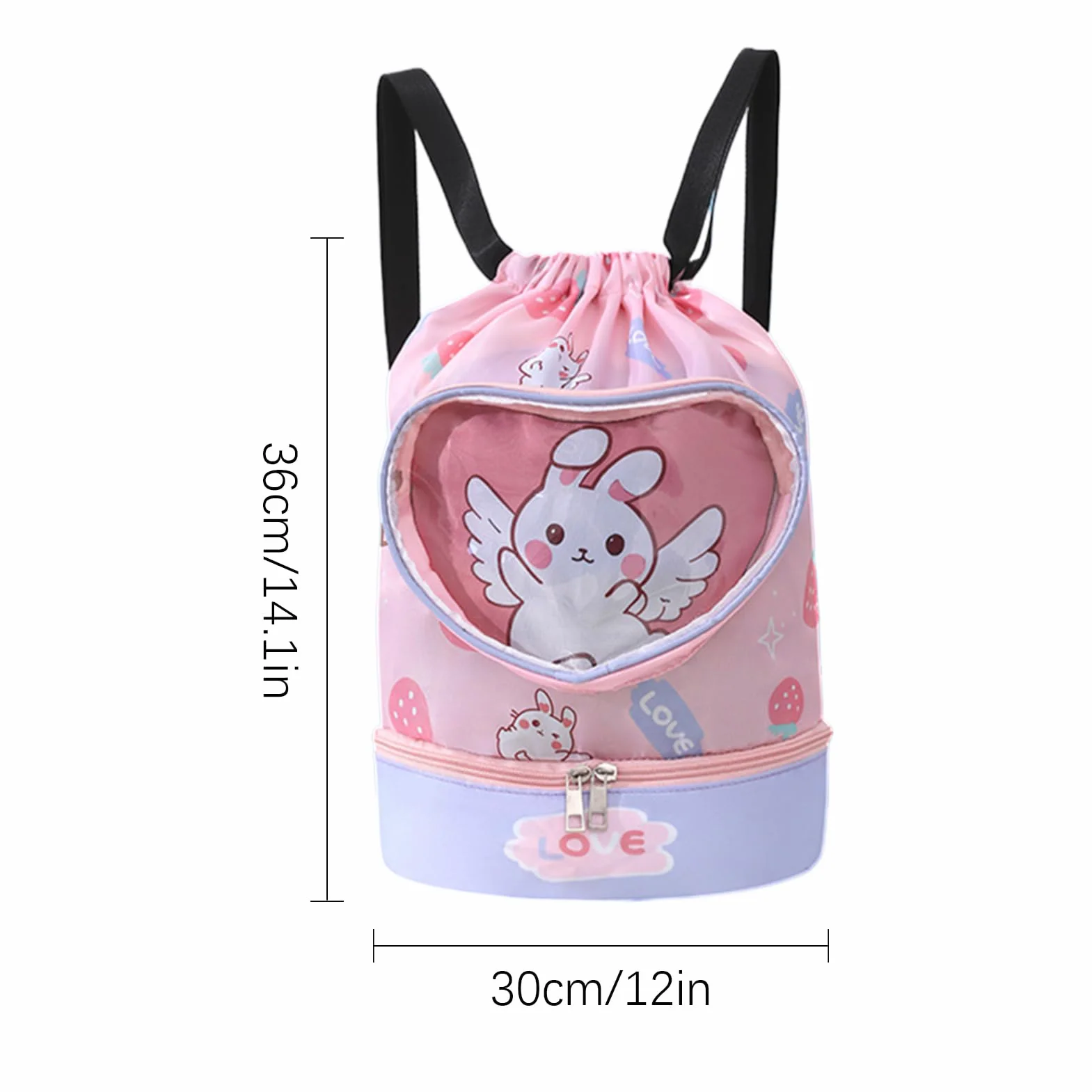 Genérico Kids Pool Bag Waterproof Cartoon Swim Backpack 14.17x11.81 Inches Lightweight Drawstring Dry Wet Separation Quick-Dry Multicolor
