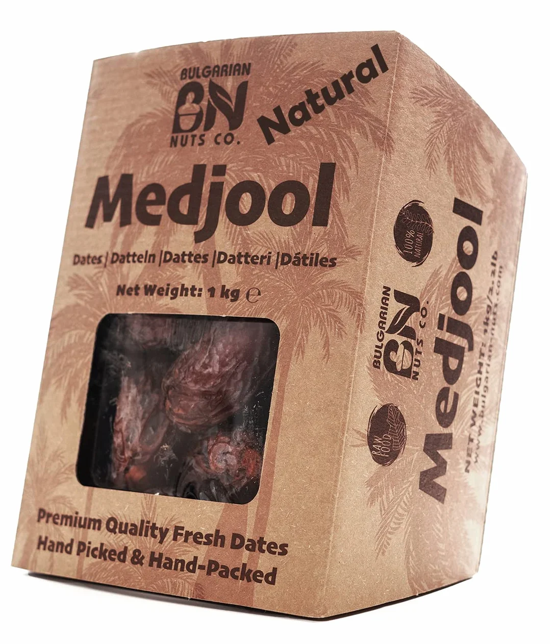 1 kg de Dátiles Medjool Frescos con Hueso, Grandes, naturalmente dulces, sin azúcar añadido, 100% puros y naturales, sin aditivos ni conservantes. Un aperitivo suave, jugoso y energético.