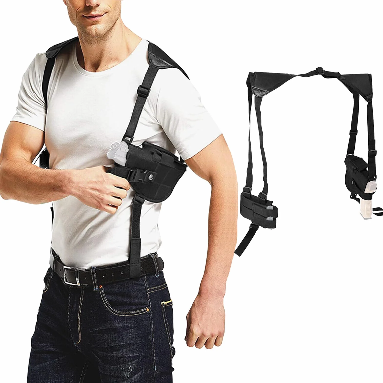 ZONSUSE Pistolera Hombro Funda Oculta Ajustable para Glock Ruger Sig Sauer Smith
