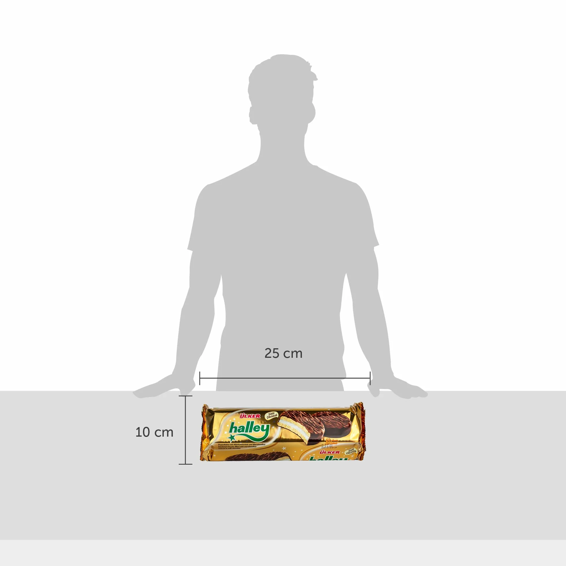 Ülker Halley Galletas Rellenas de Malvavisco Cubiertas de Chocolate con Leche - Ideal como Pastas de Té y Merienda Niños - Snacks Dulces Fáciles de Llevar en la Bolsa de Merienda – Pack de 10 x 30 g