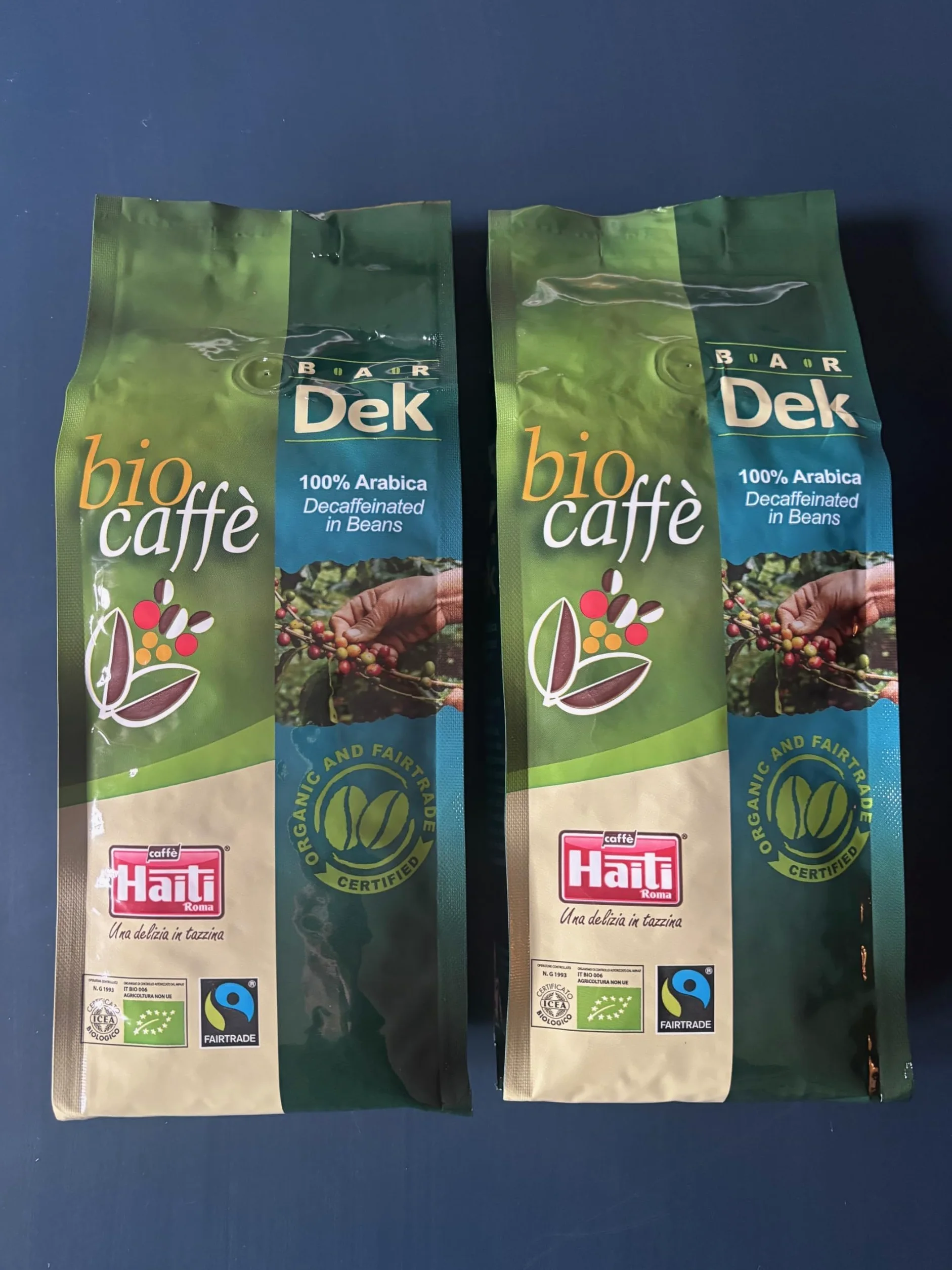 Caffè Haiti Roma Biocaffè Bar Dek 100% Café arábica en granos 100% Orgánico 100% Comercio justo 2 x 500 g