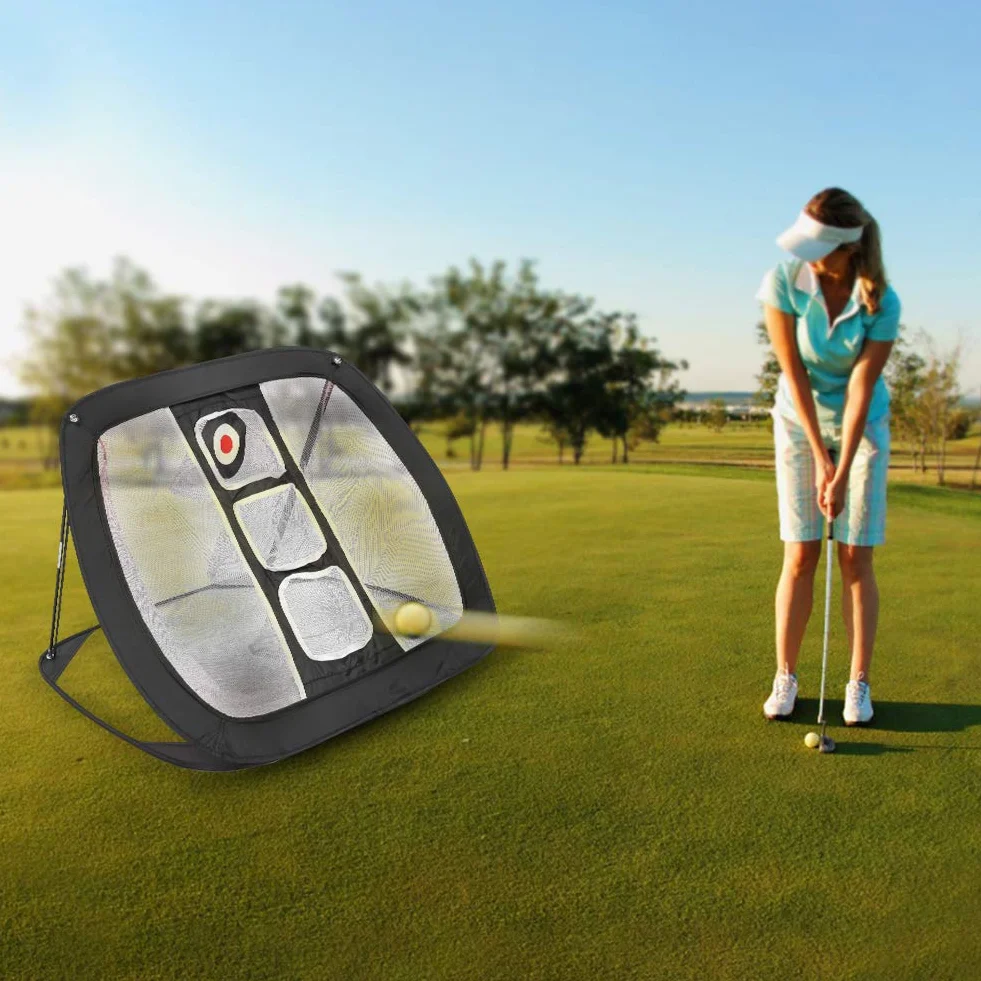 Red de práctica de Golf al aire libre, práctica de objetivo de tenis de Golf, red de golpeo de Golf portátil plegable para interior, equipo de entrenamiento, Red de objetivo de Golf(blanco + negro)